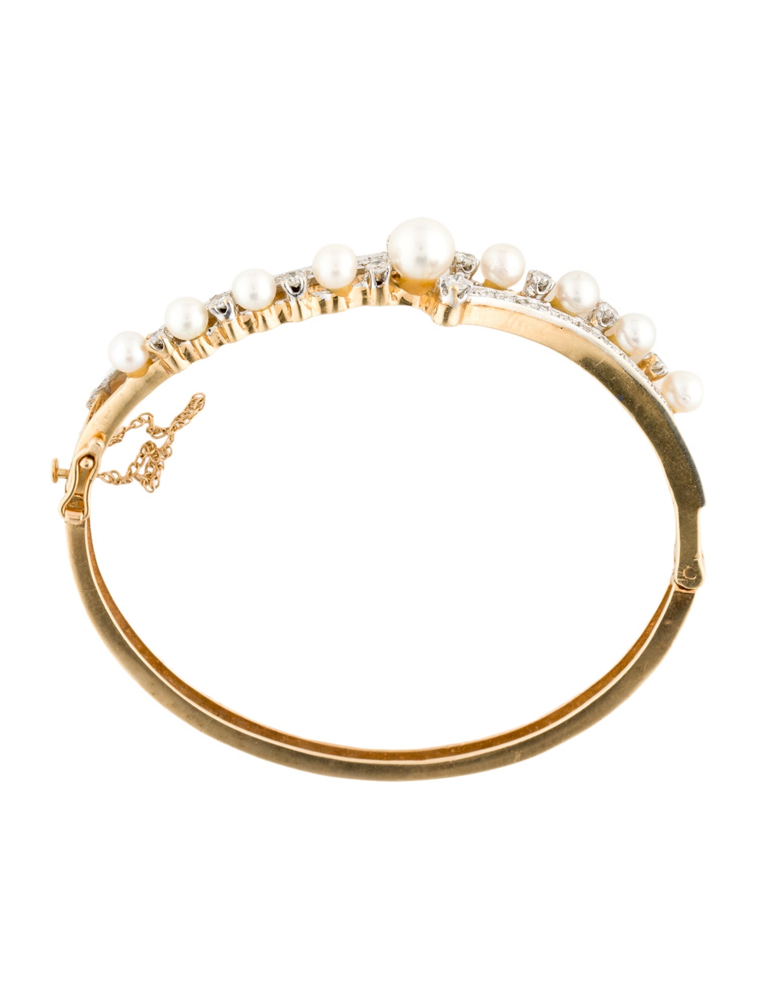 14K Pearl & Diamond Bangle