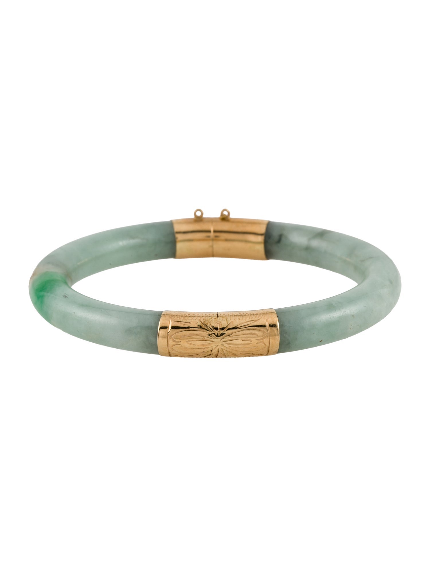 Bracelet 14K Jadeite Hinged Bangle