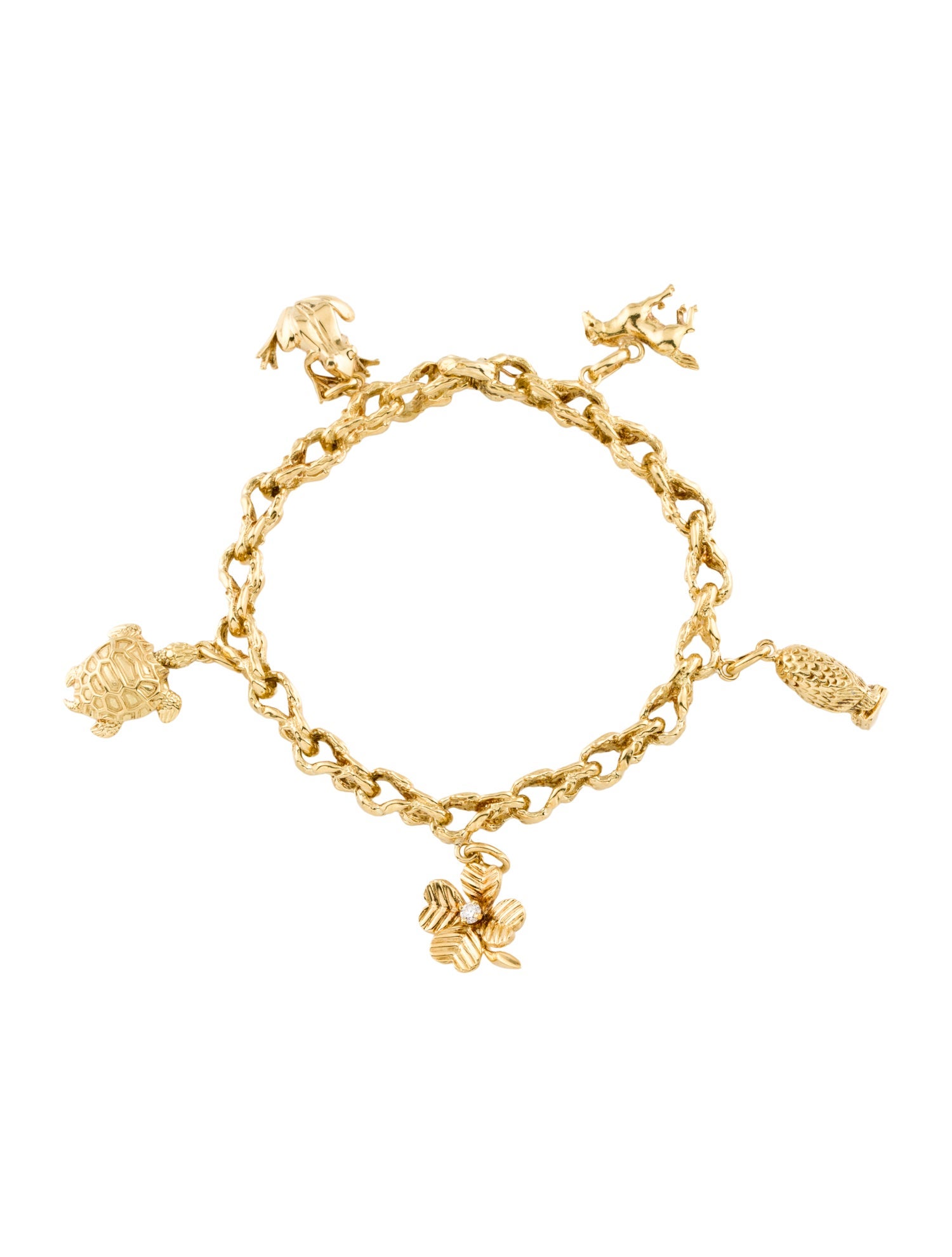 Bracelet 18K Textured Charm Bracelet