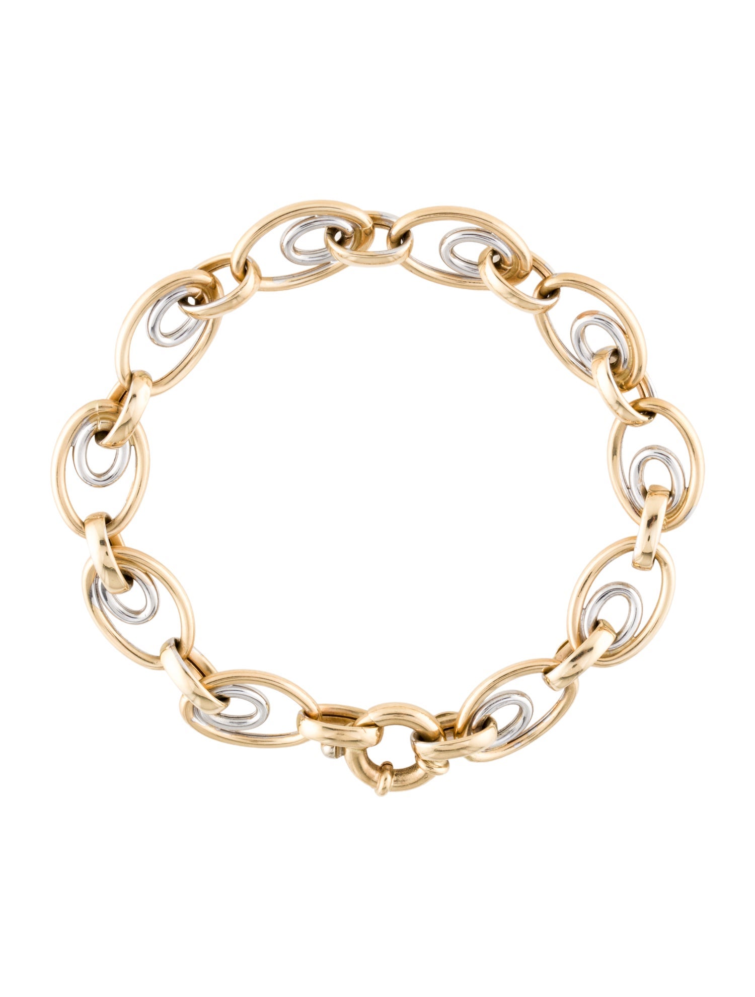 Bracelet 14K Two-Tone Oval Double Link Bracelet