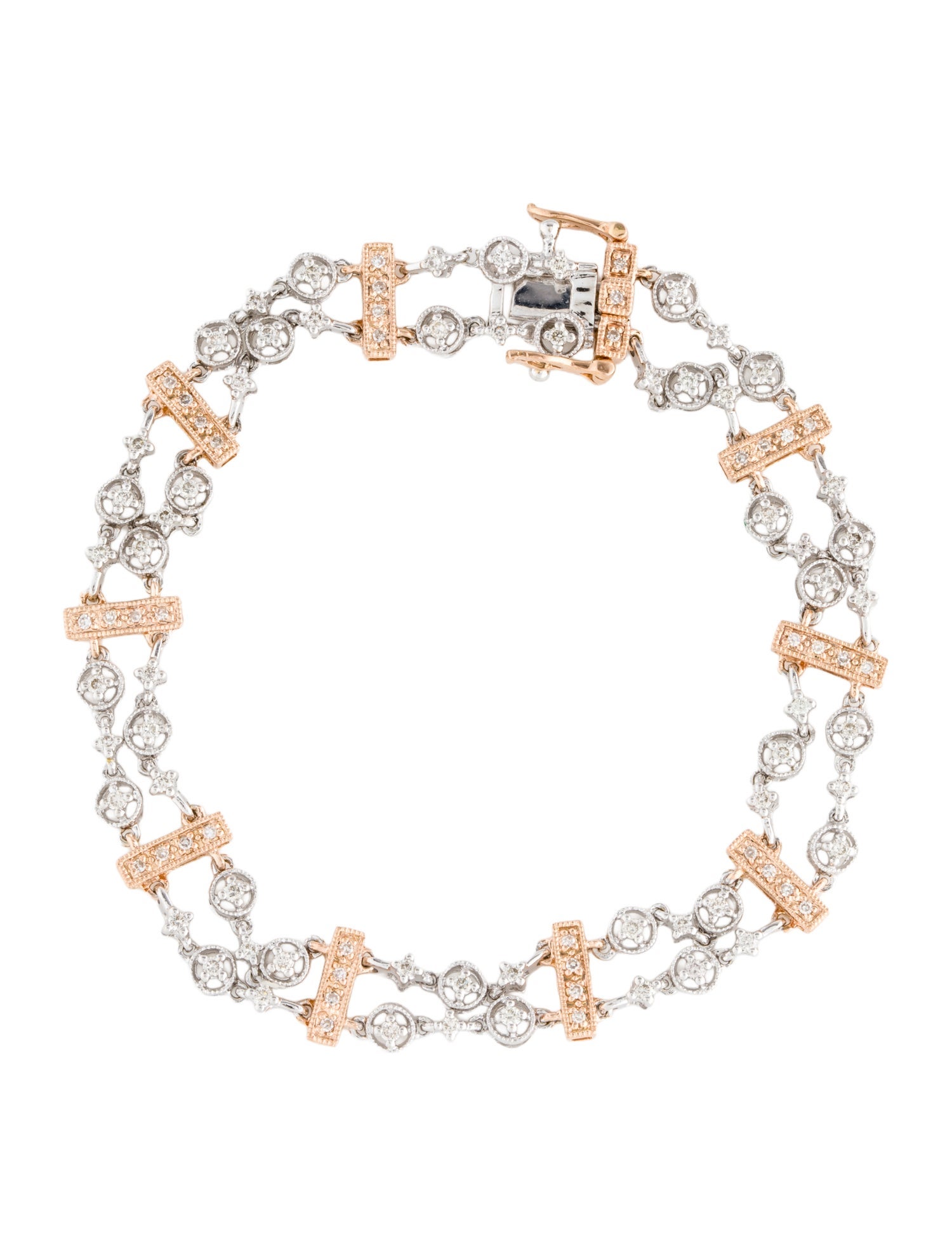 Bracelet 14K Two-Tone .75ctw. Diamond Milgrain Link Bracelet