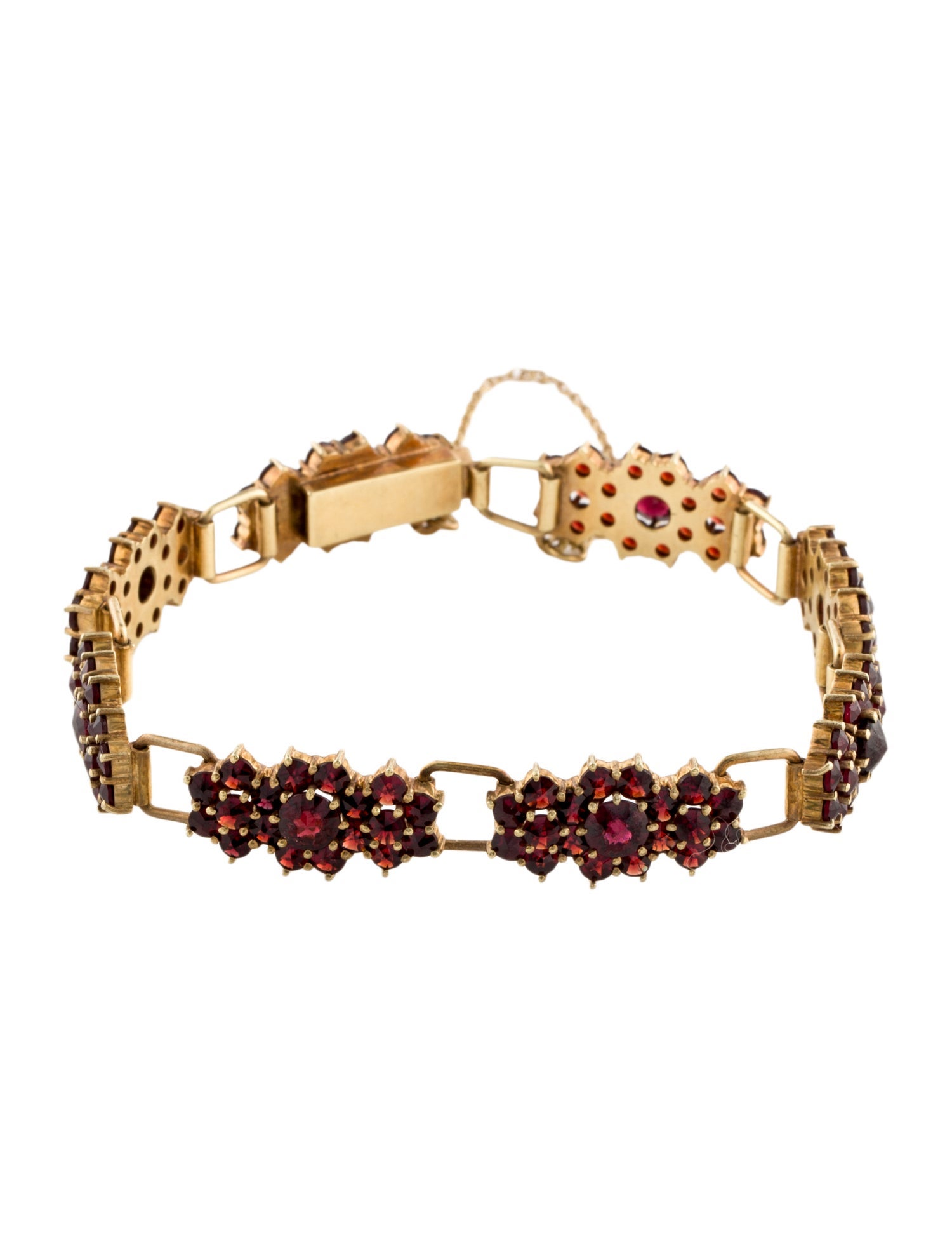 Bracelet 14K 12.48ctw Garnet Link Flower Bracelet