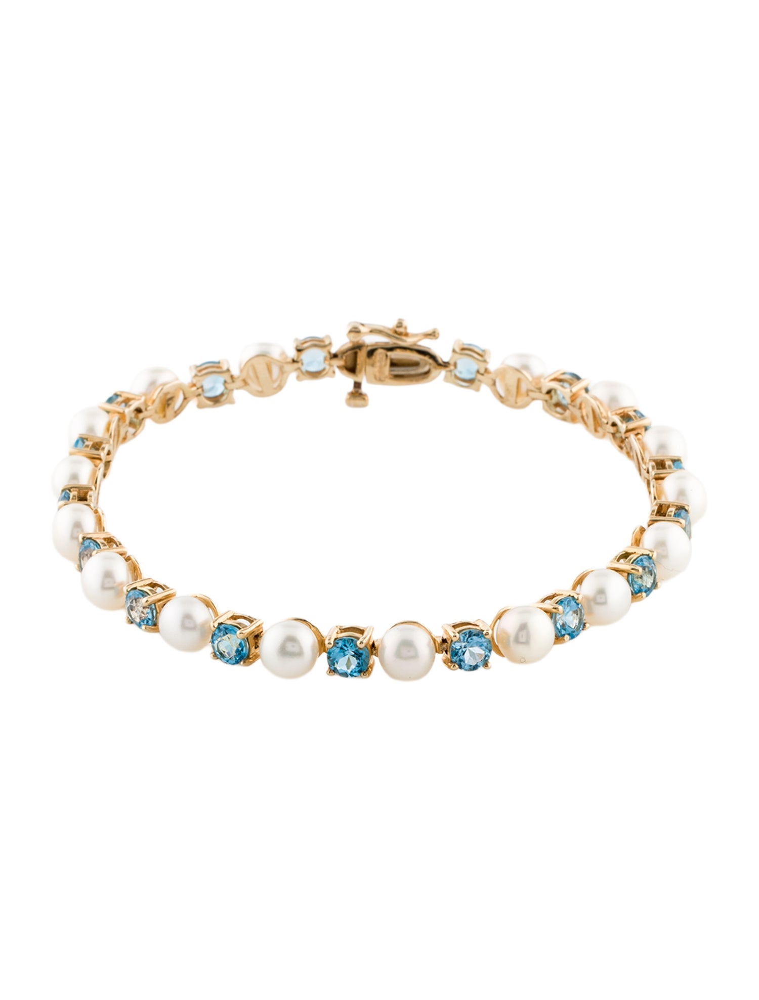 Bracelet 14K Cultured Pearl & Topaz & Earring Set