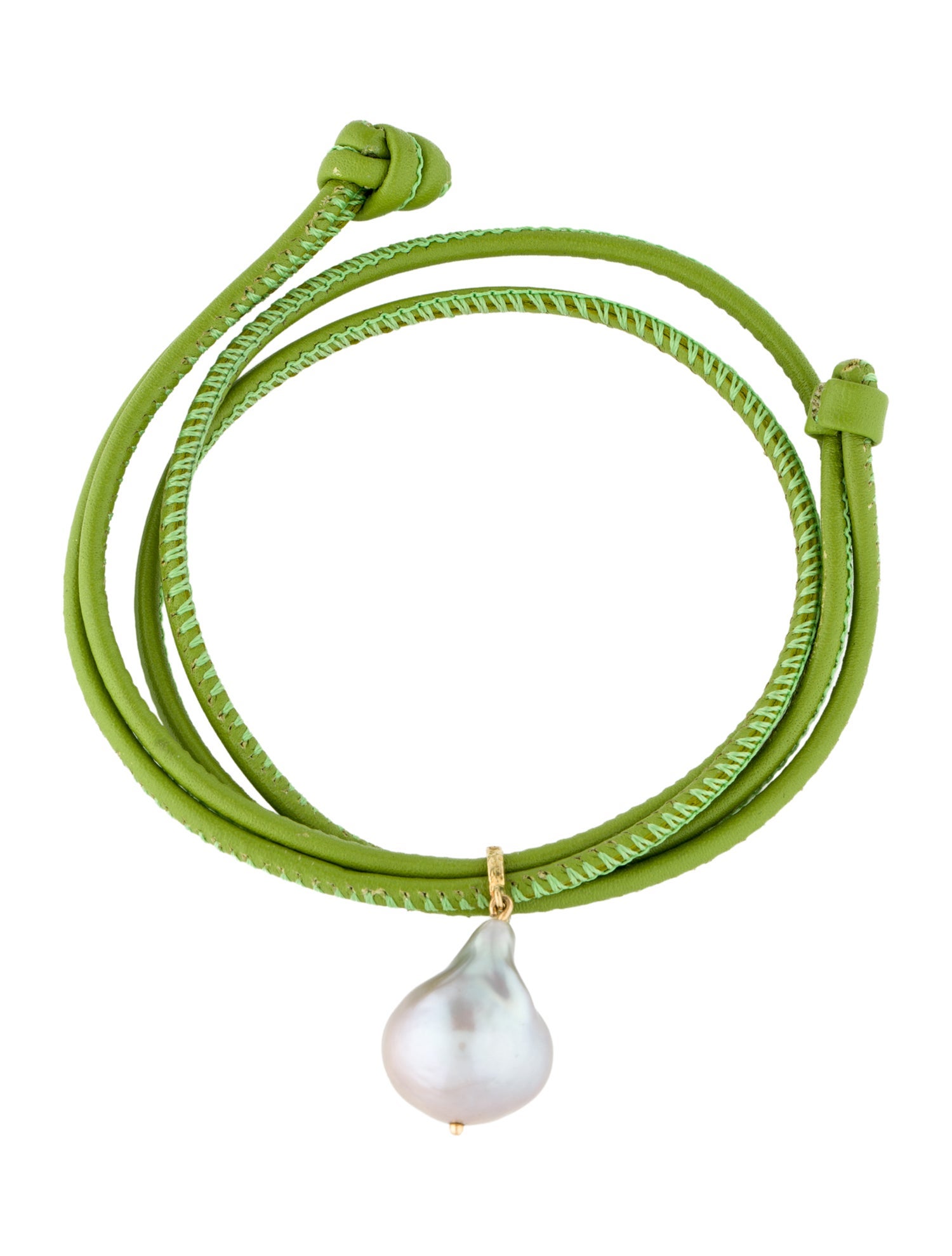 Bracelet 18K Cultured Baroque Pearl & Leather Wrap