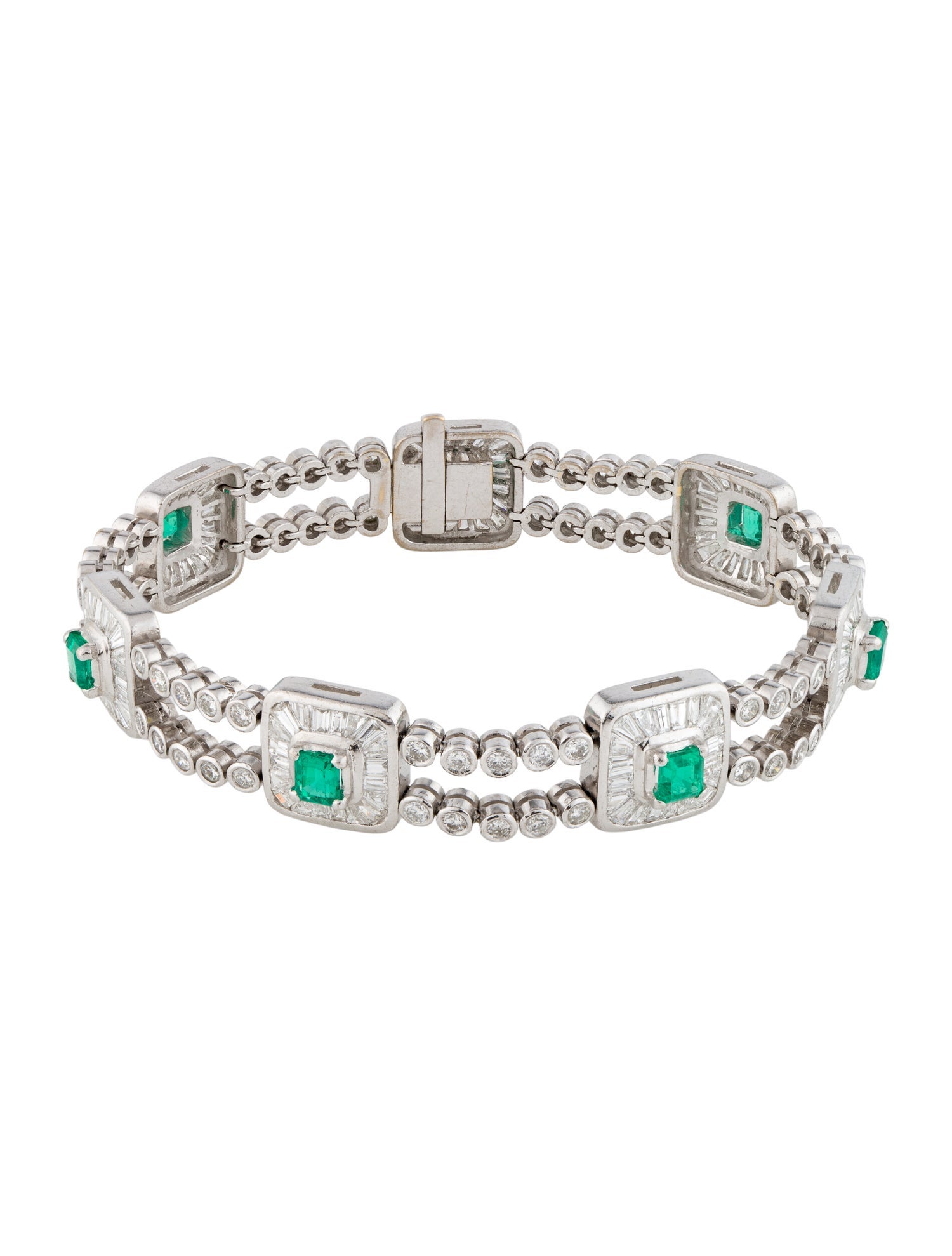 Bracelet 18K 5.18ctw Diamond & Emerald Link Bracelet