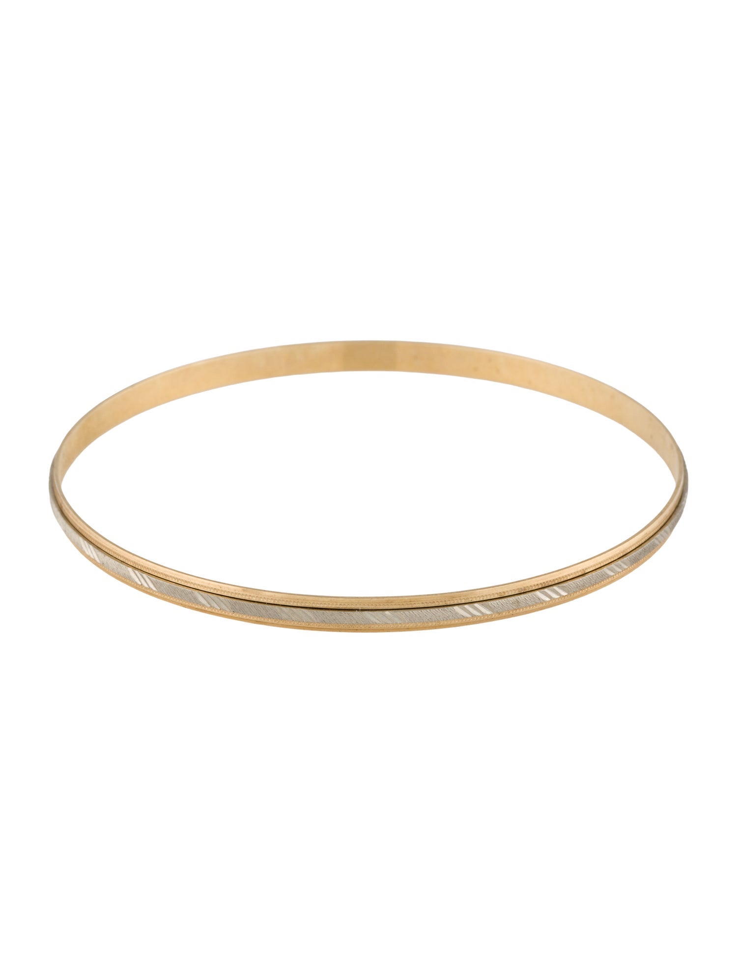 Bracelet 10K Two-Tone Textured Bangle