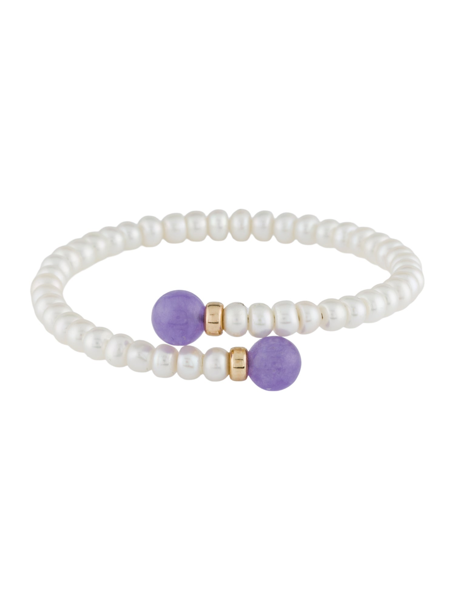 Bracelet 14K Pearl & Dyed Jadeite Cuff