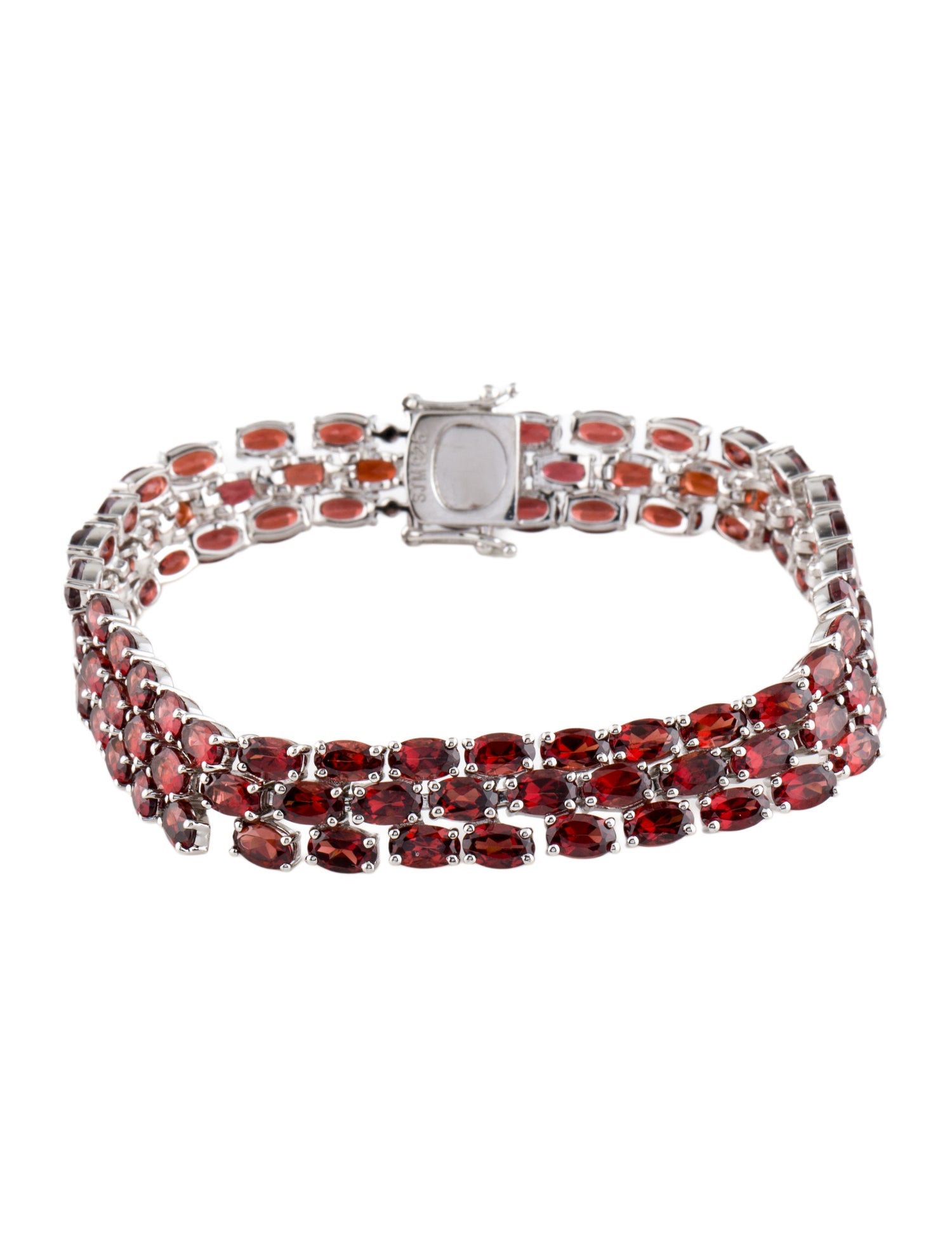 Bracelet 28.75ctw Garnet 3-Row Link Bracelet