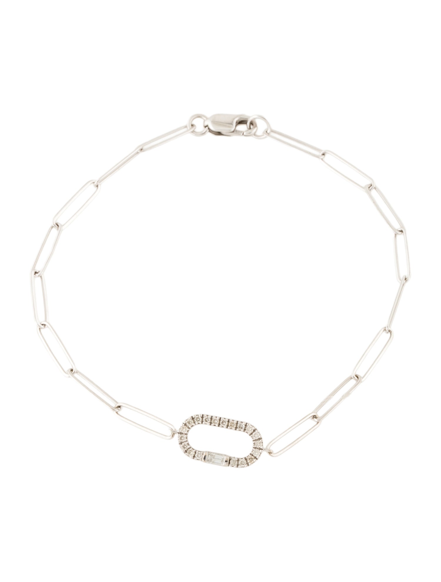 Bracelet 14K Diamond Charm Paperclip Link