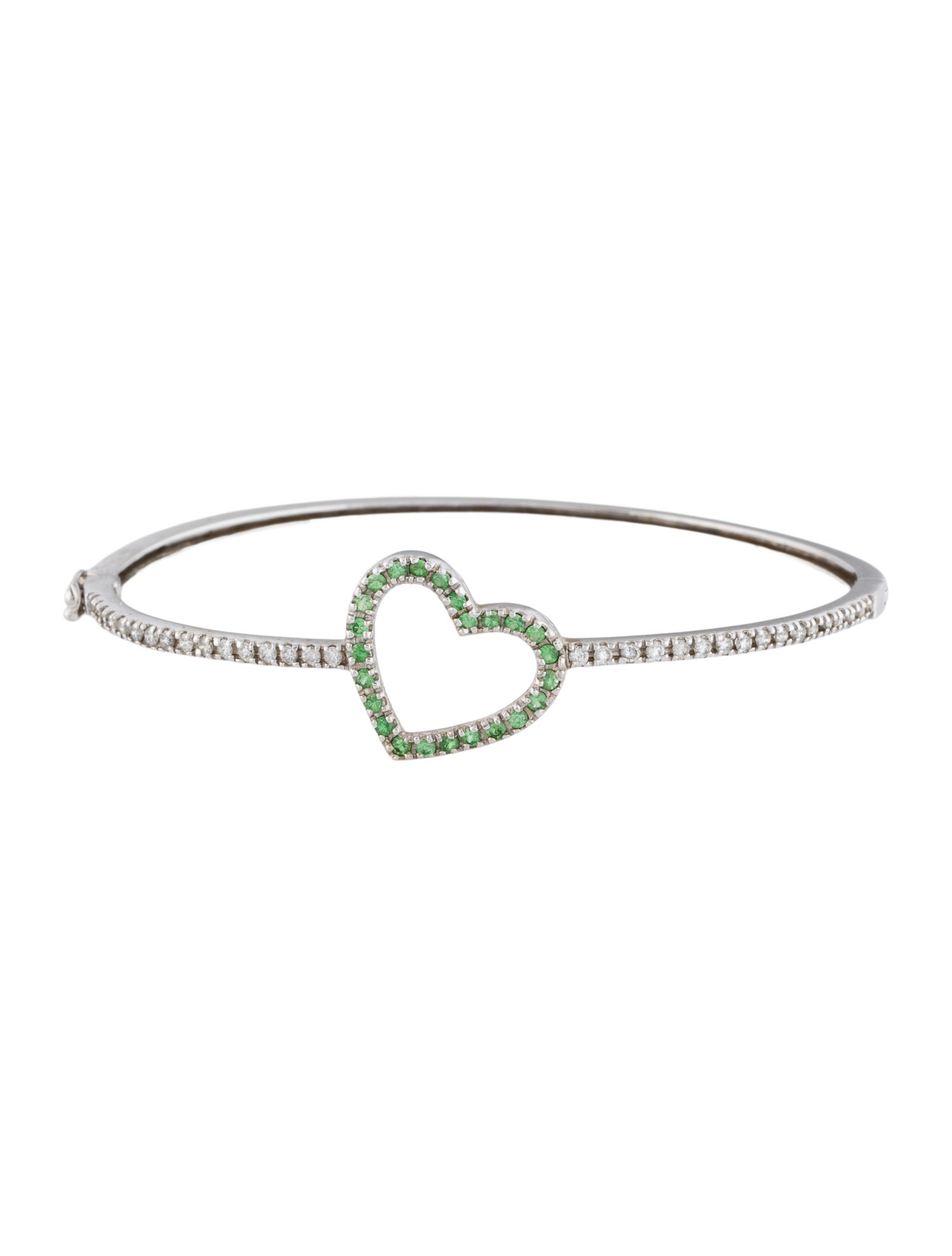 Bracelet 14K Tsavorite Garnet & Diamond Heart Bangle