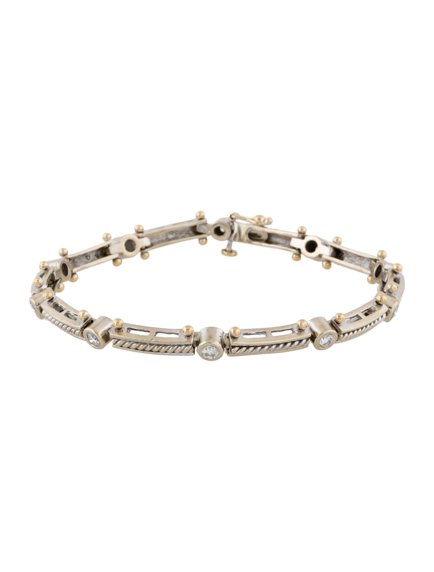Bracelet 14K Diamond & Cubic Zirconia Bar Link