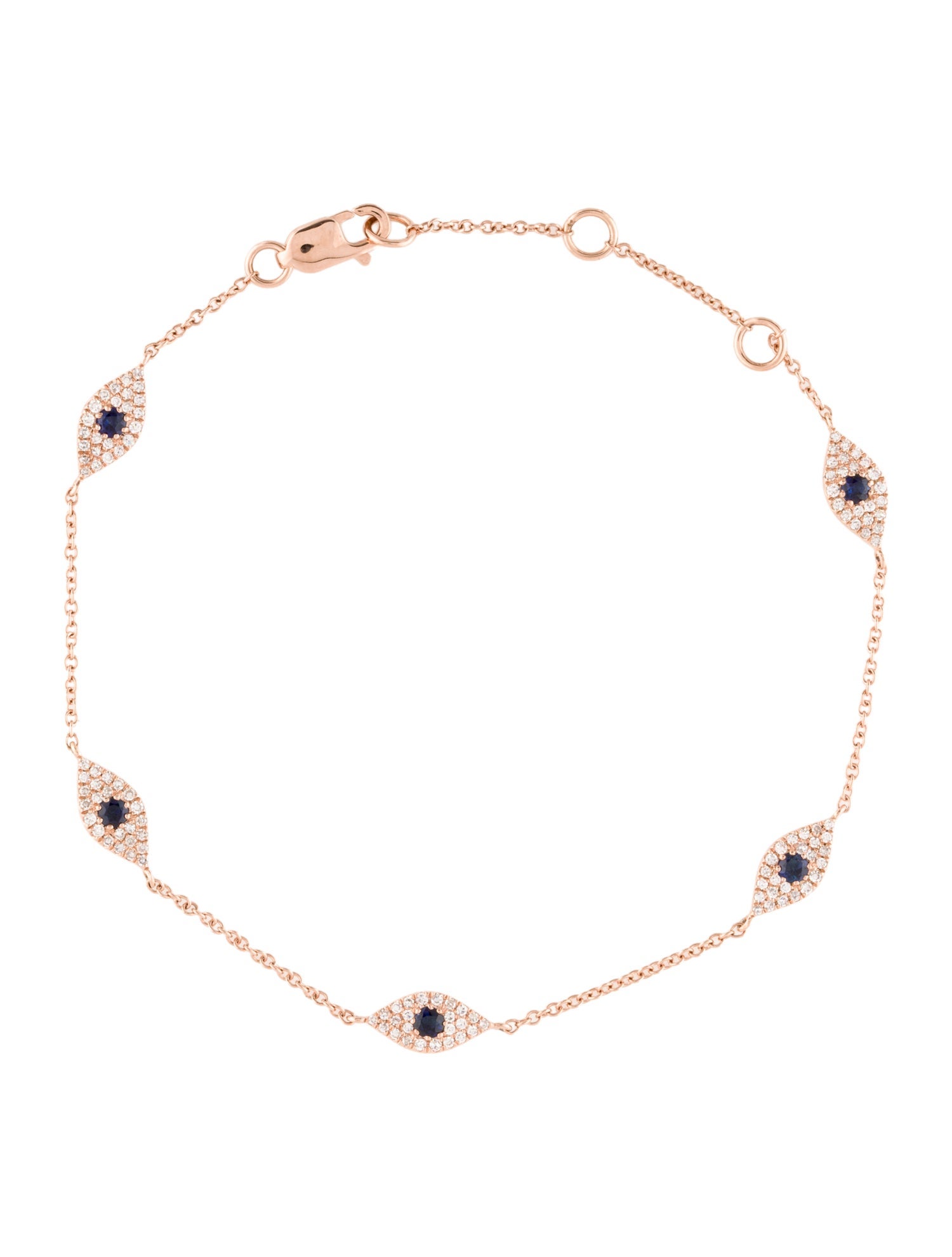 Bracelet 14K Sapphire & Diamond Evil Eye Station Bracelet