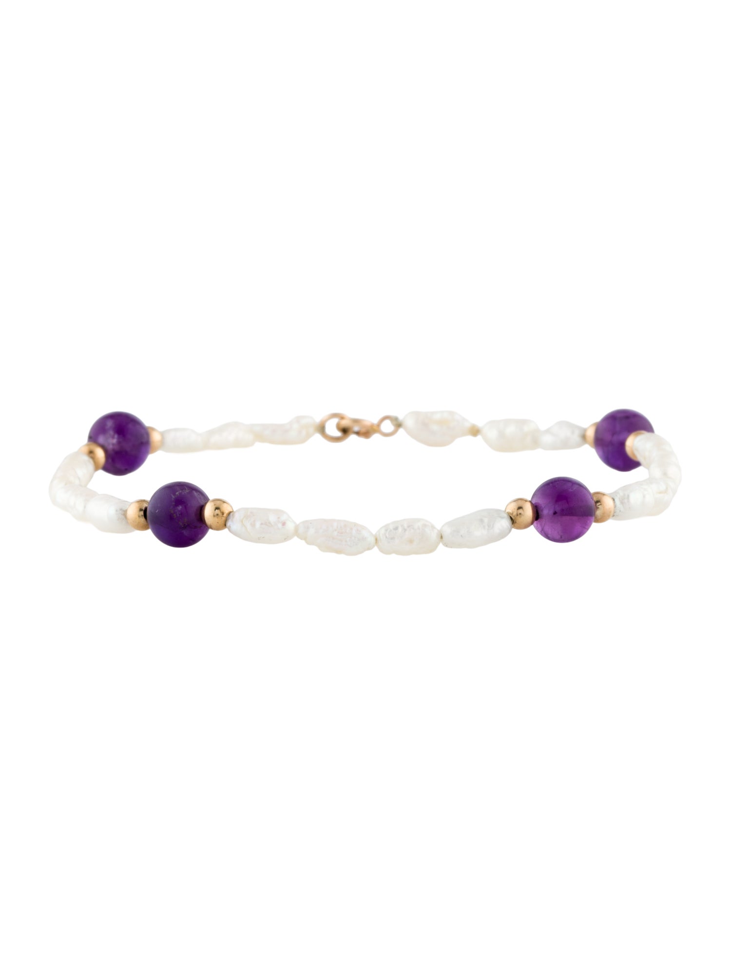 Bracelet 14K Pearl & Amethyst Bead Station