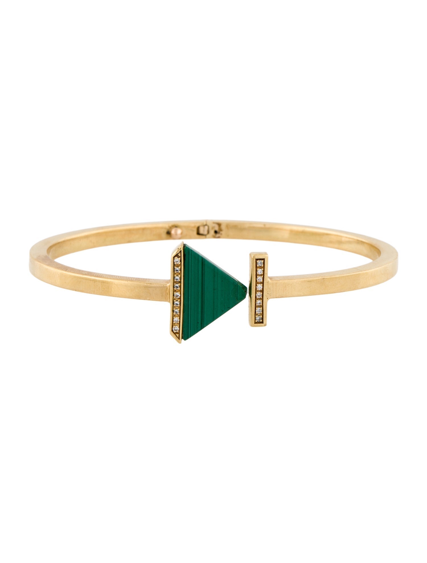Bracelet 18K Malachite & Diamond Hinged Cuff