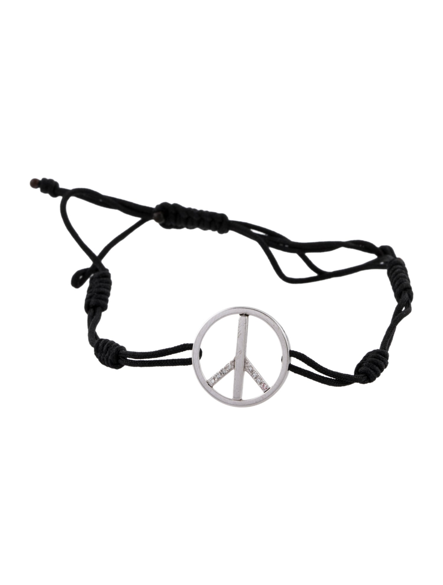 Bracelet 14K Diamond Peace Sign Adjustable