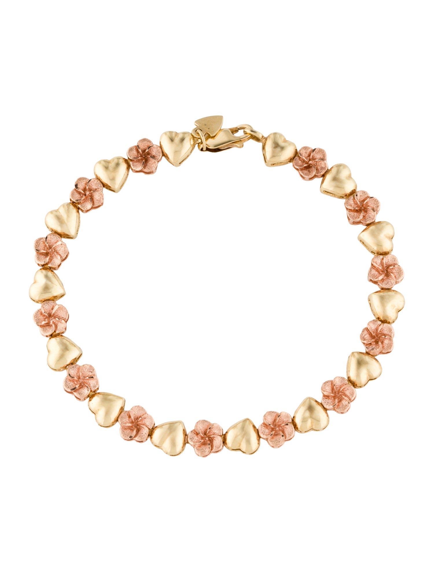 Bracelet Two-Tone Flower & Heart Link