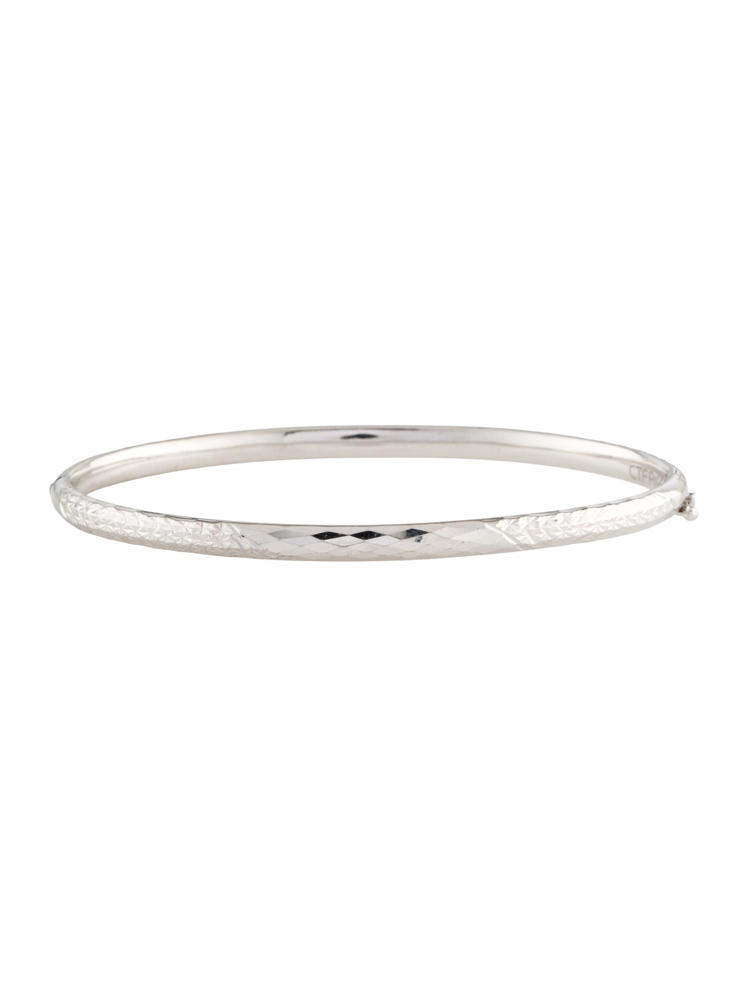 Bracelet Platinum Textured Hinged Bangle
