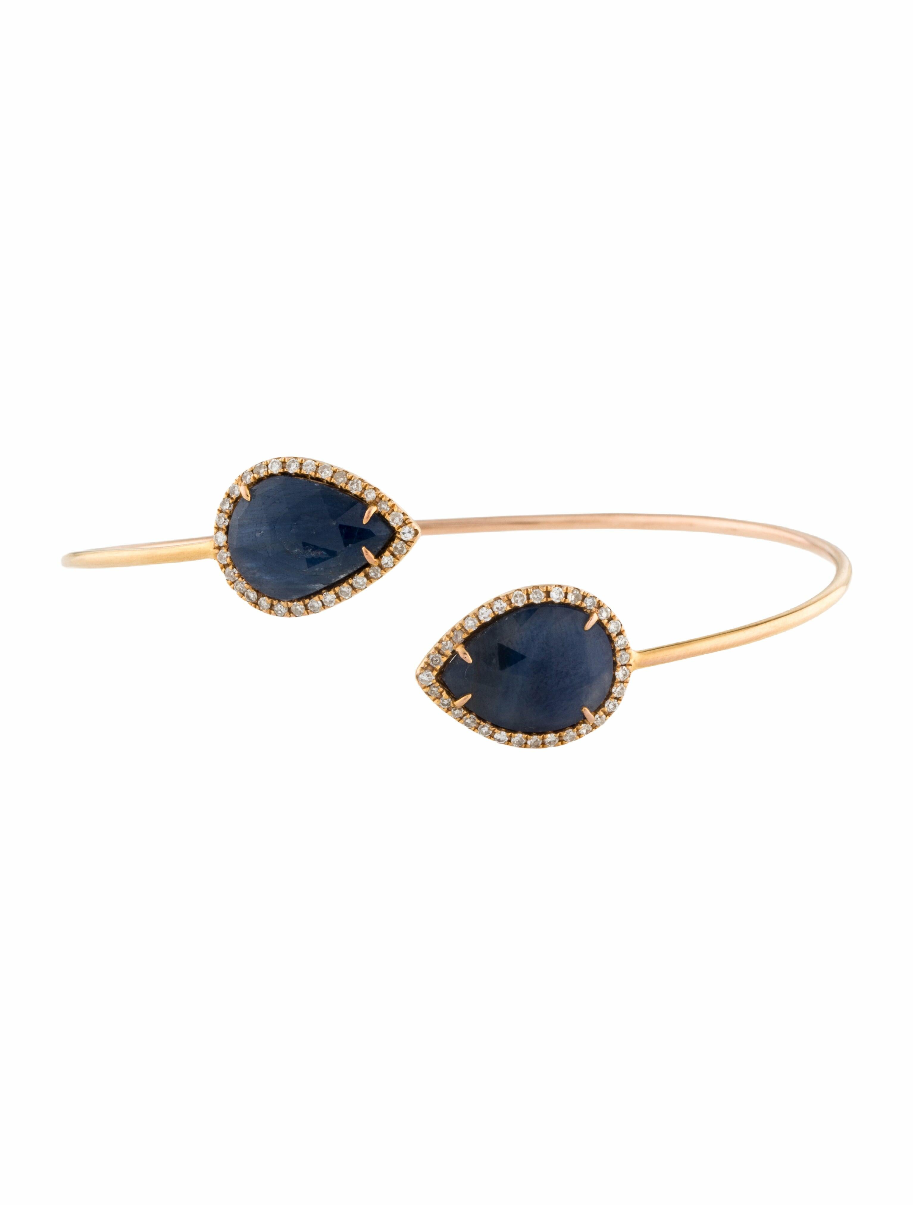 Bracelet 14K Sapphire & Diamond Cuff Bracelet