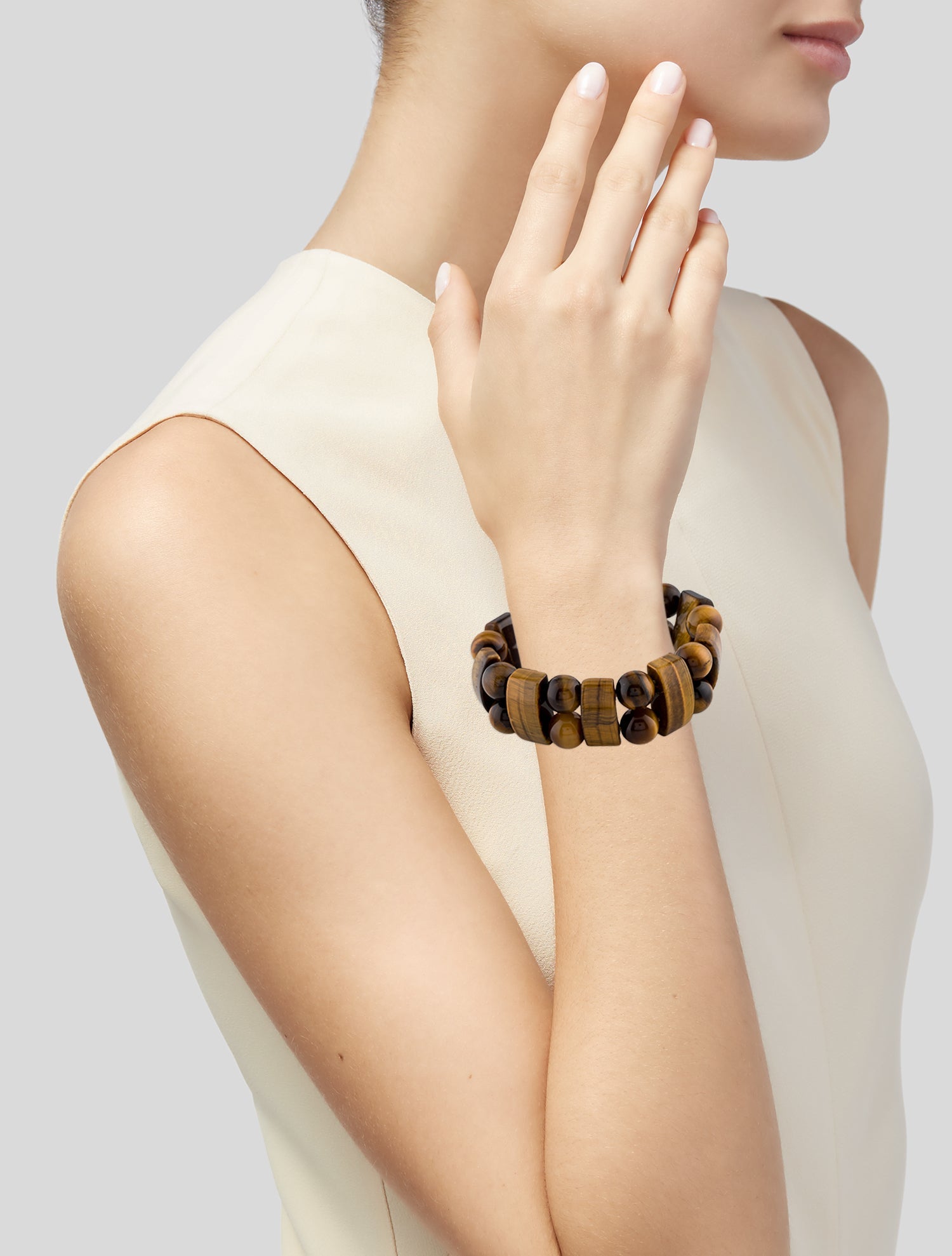 Bracelet 14K Tiger's Eye Quartz Station Bead