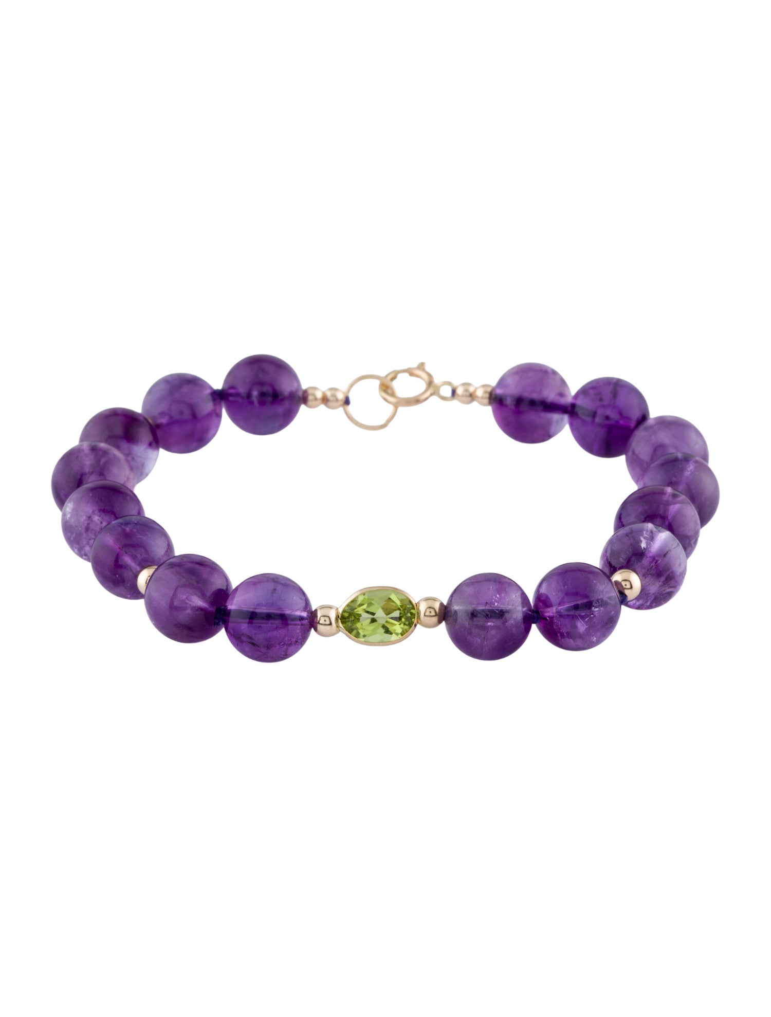 Bracelet 14K Amethyst & Peridot Station Bead