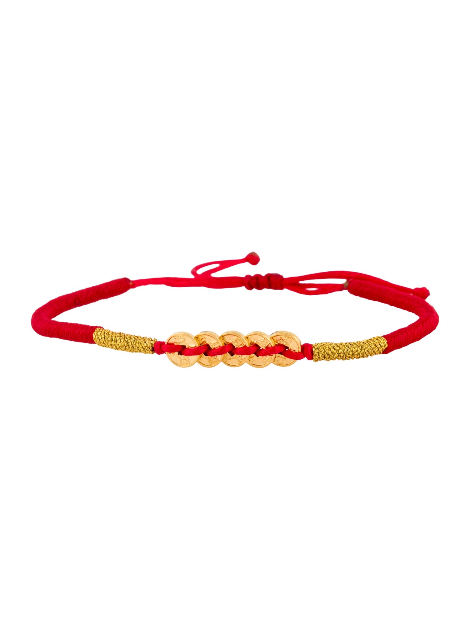 Bracelet 24K Cord Five Emperor Coins Adjustable