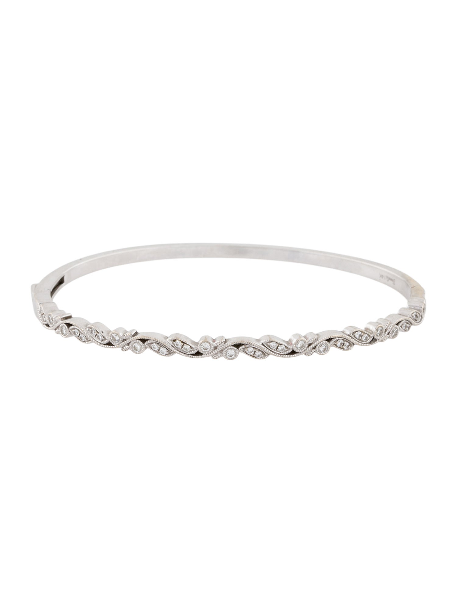 Bracelet 14K Diamond Floral Hinged Bangle