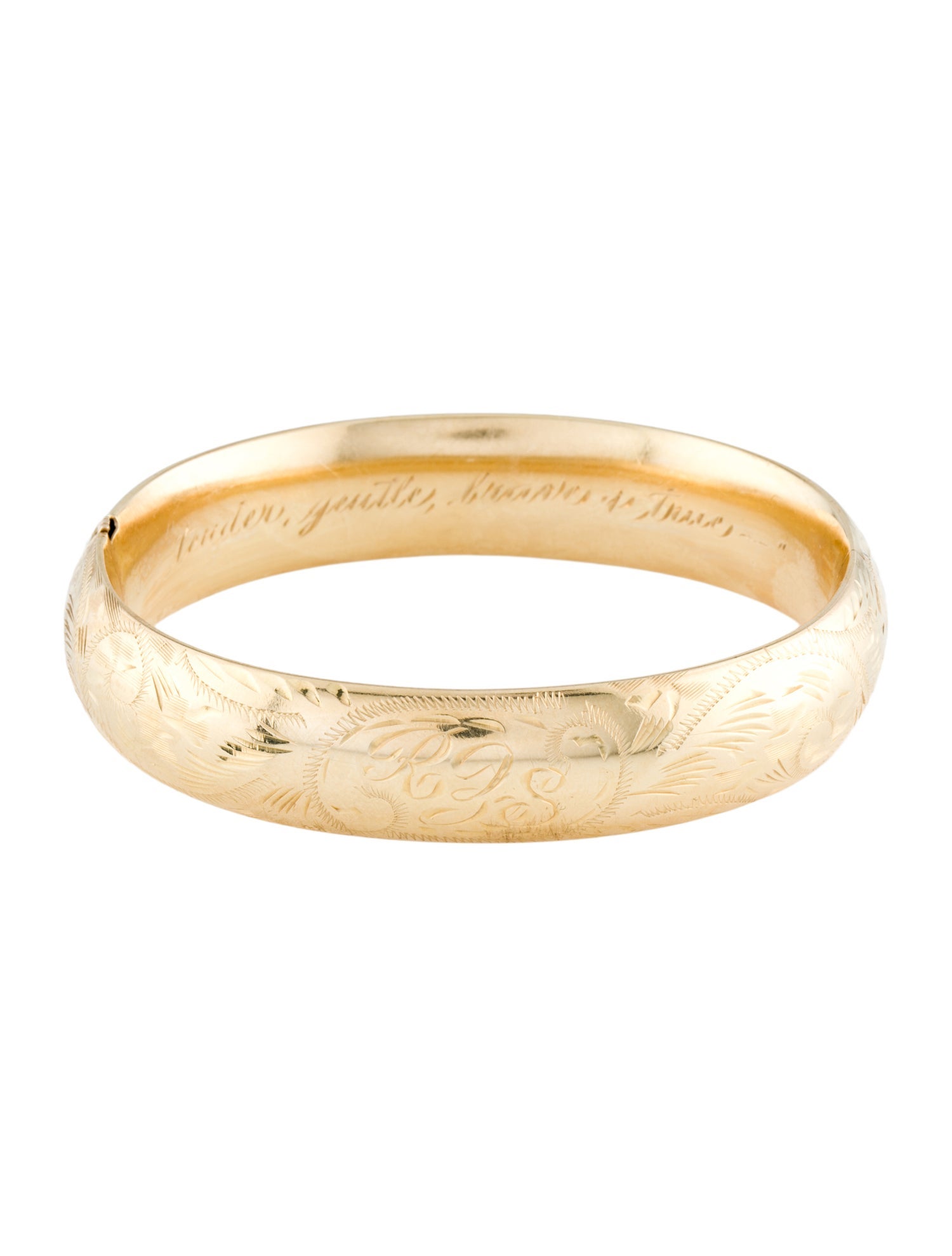 Bracelet 14K Engraved Hinged Bangle Bracelet