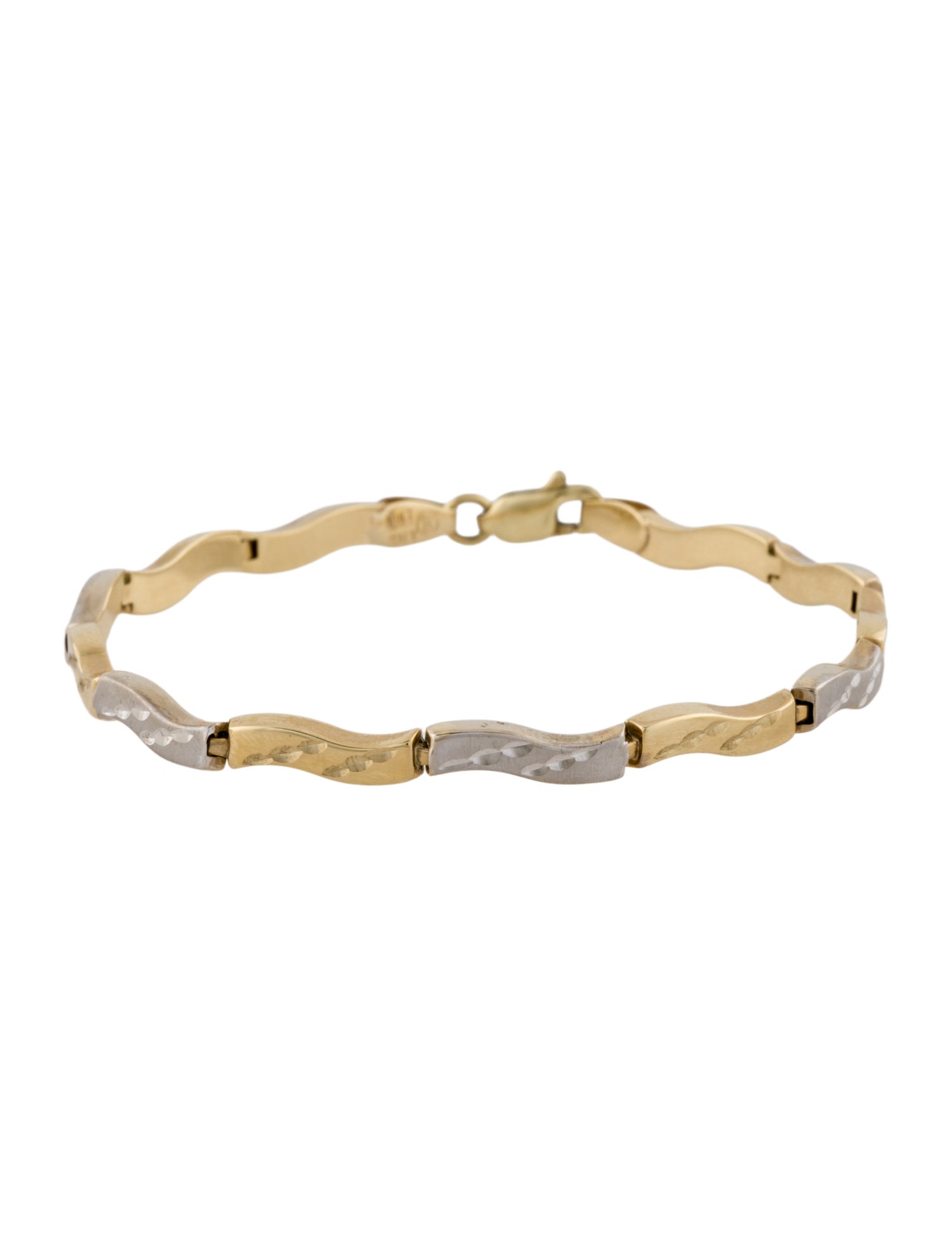 Bracelet 10K Two-Tone Textured Link
