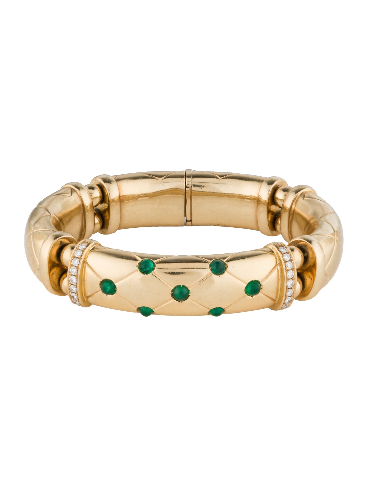 Bracelet 18K 1.47ctw Emerald & Diamond Bangle Bracelet