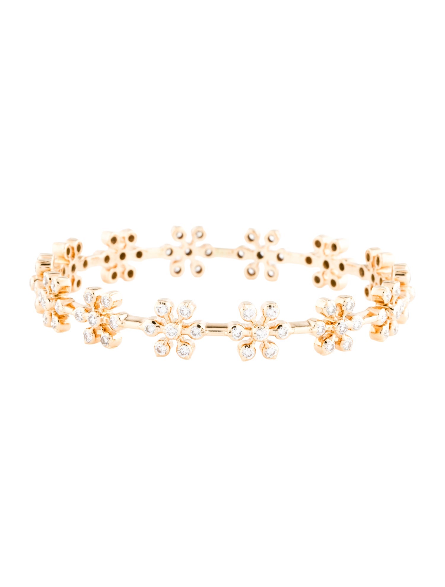 Bracelet 14K 2.94ctw Lab-Grown Diamond Flower Station Bangle