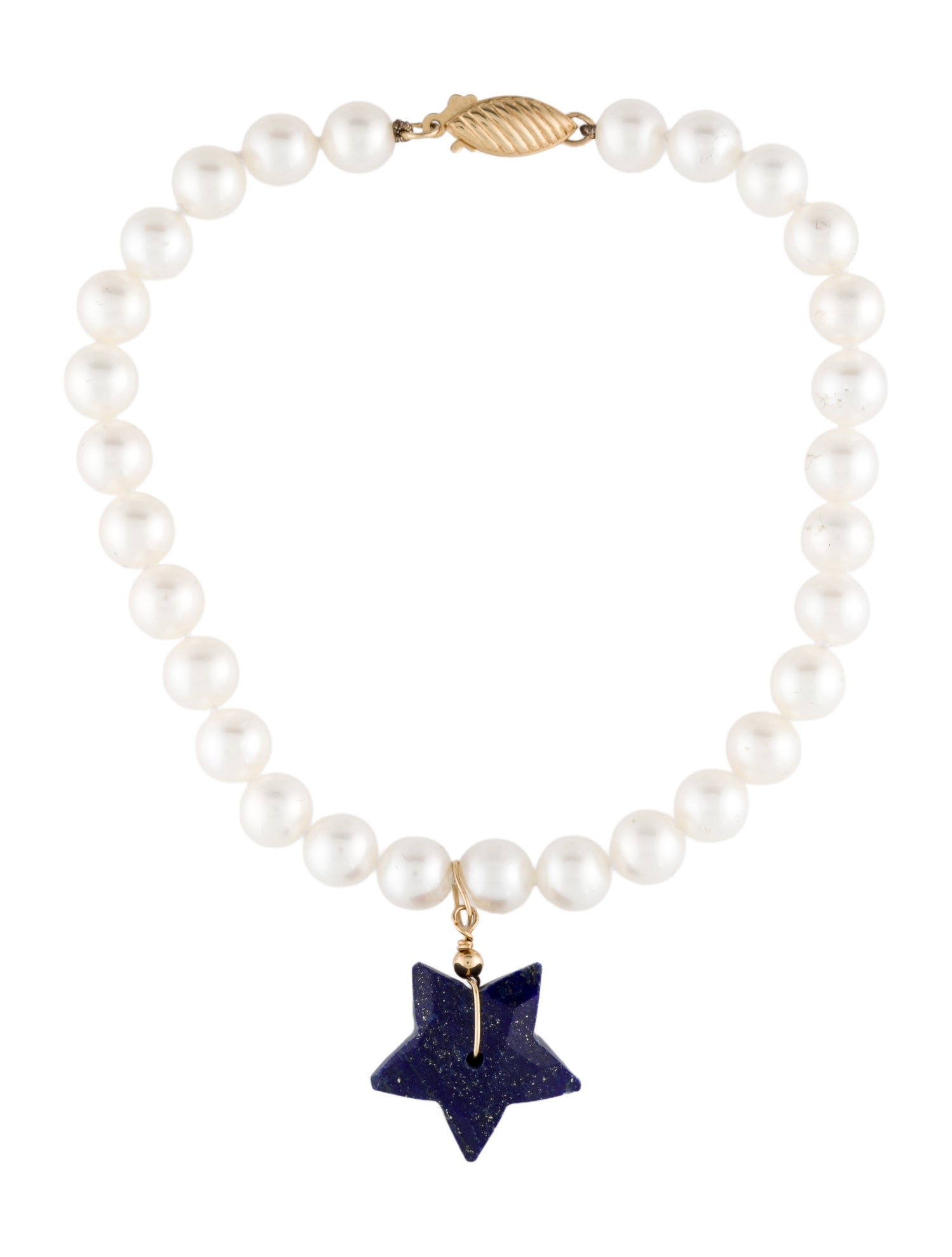 Bracelet 14K Pearl & Lapis Lazuli Star Charm