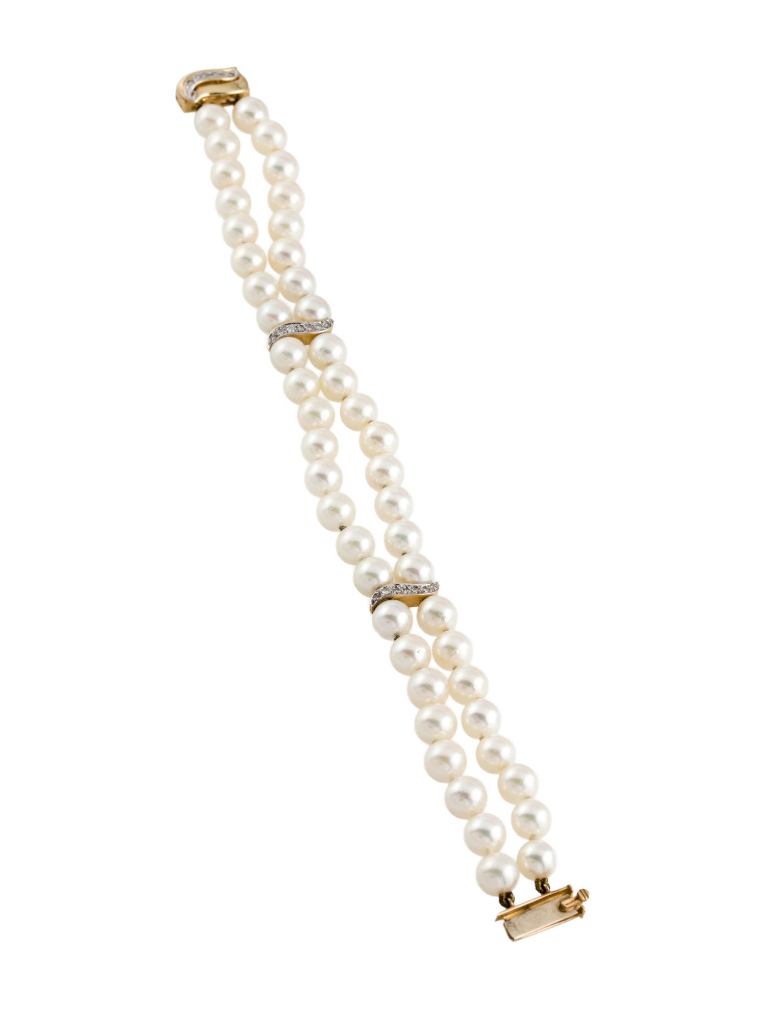 Bracelet 14K Pearl & Diamond Multistrand Bead