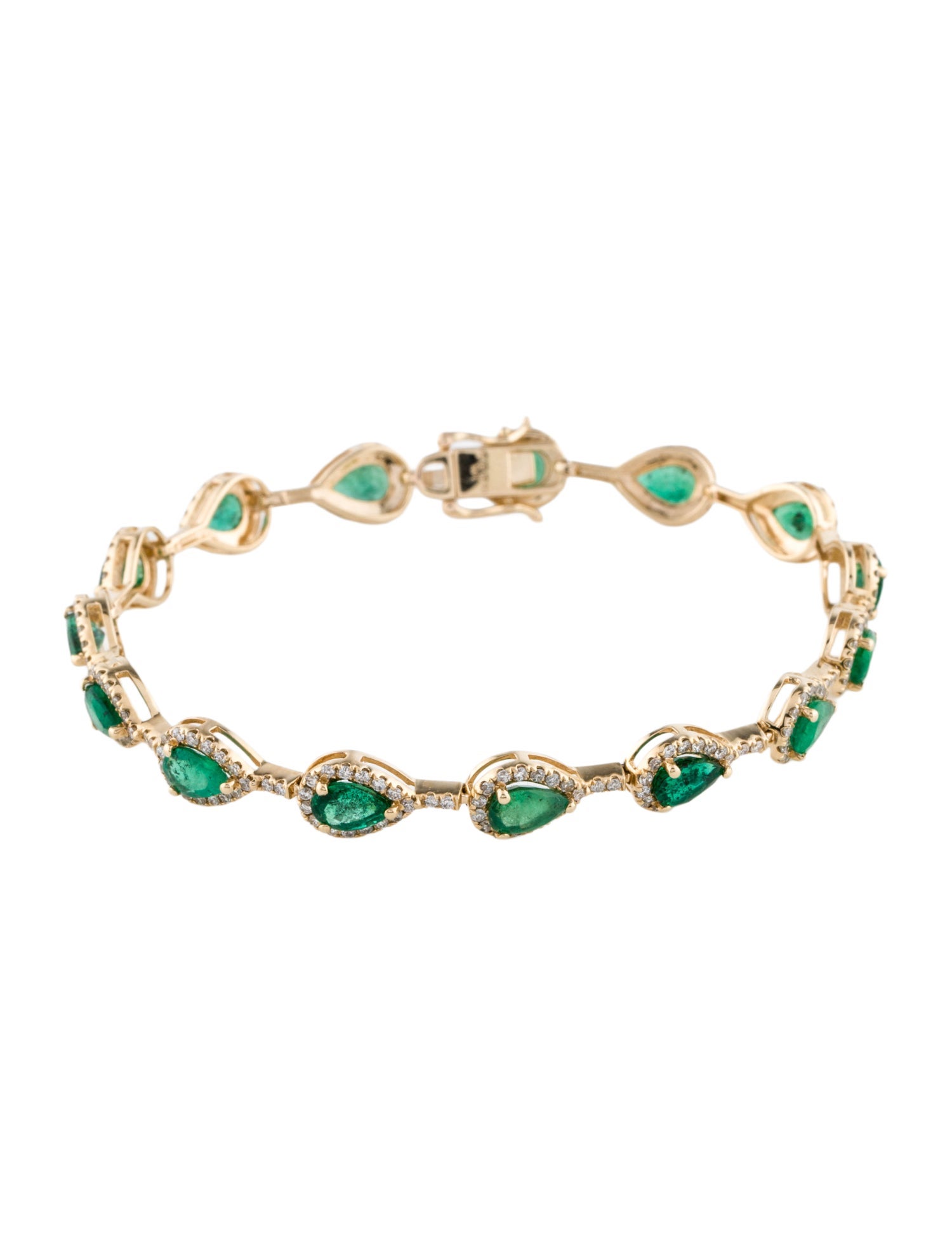 Bracelet 14K 6.46ctw Emerald & Diamond Link Bracelet