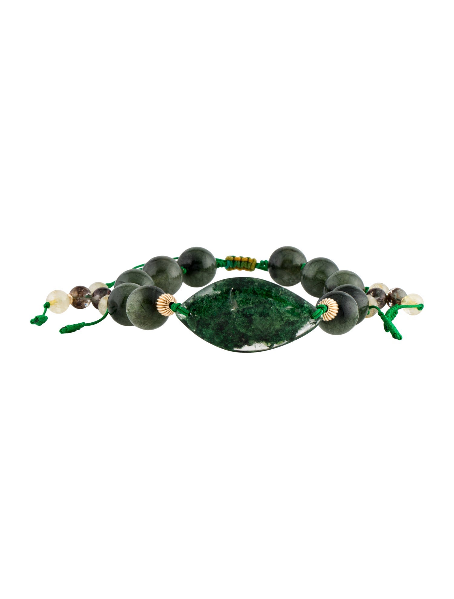 Bracelet 14K Rutilated Quartz, Sagenitic Quartz, & Dyed Quartz Bead