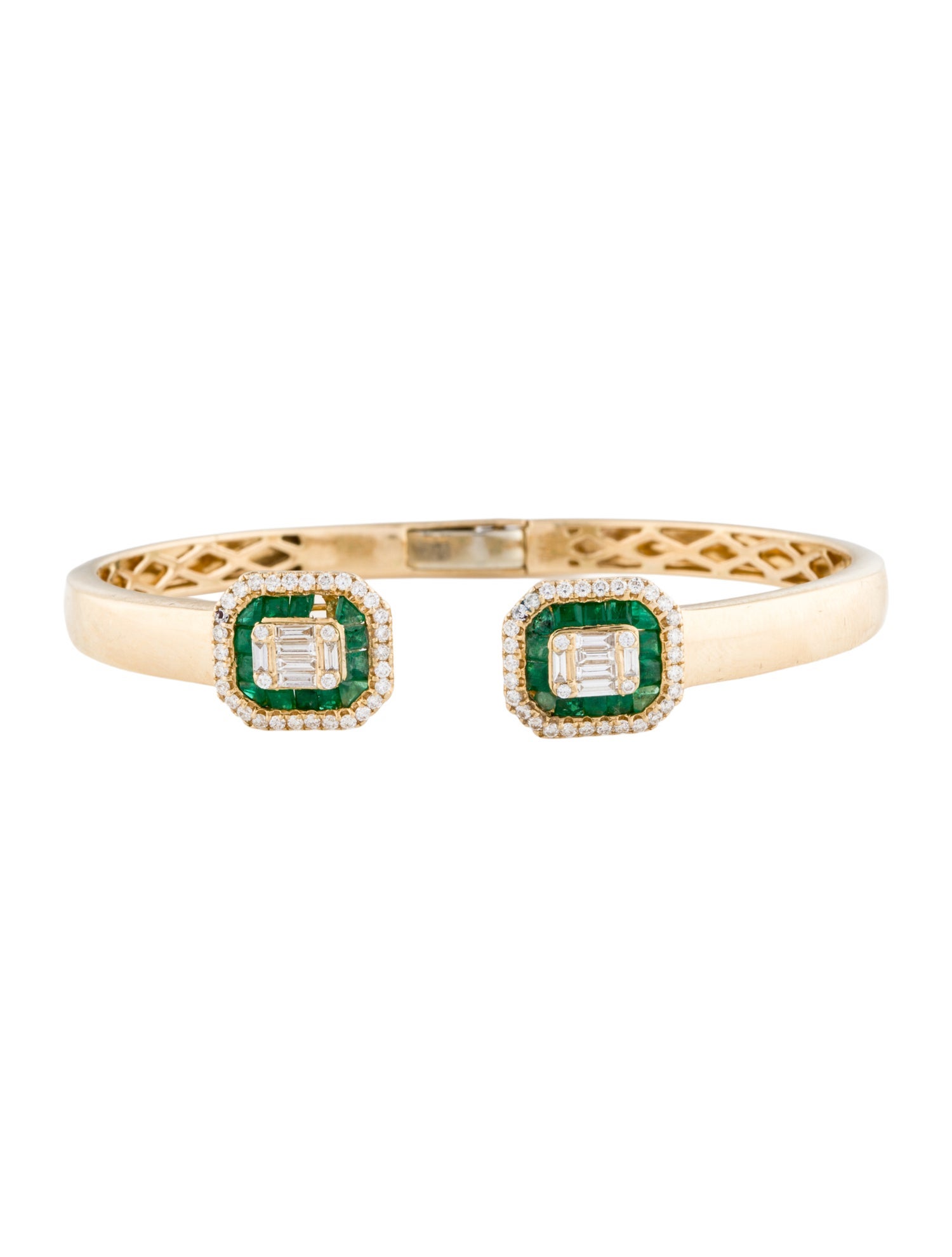 Bracelet 14K Diamond & Emeral Cuff