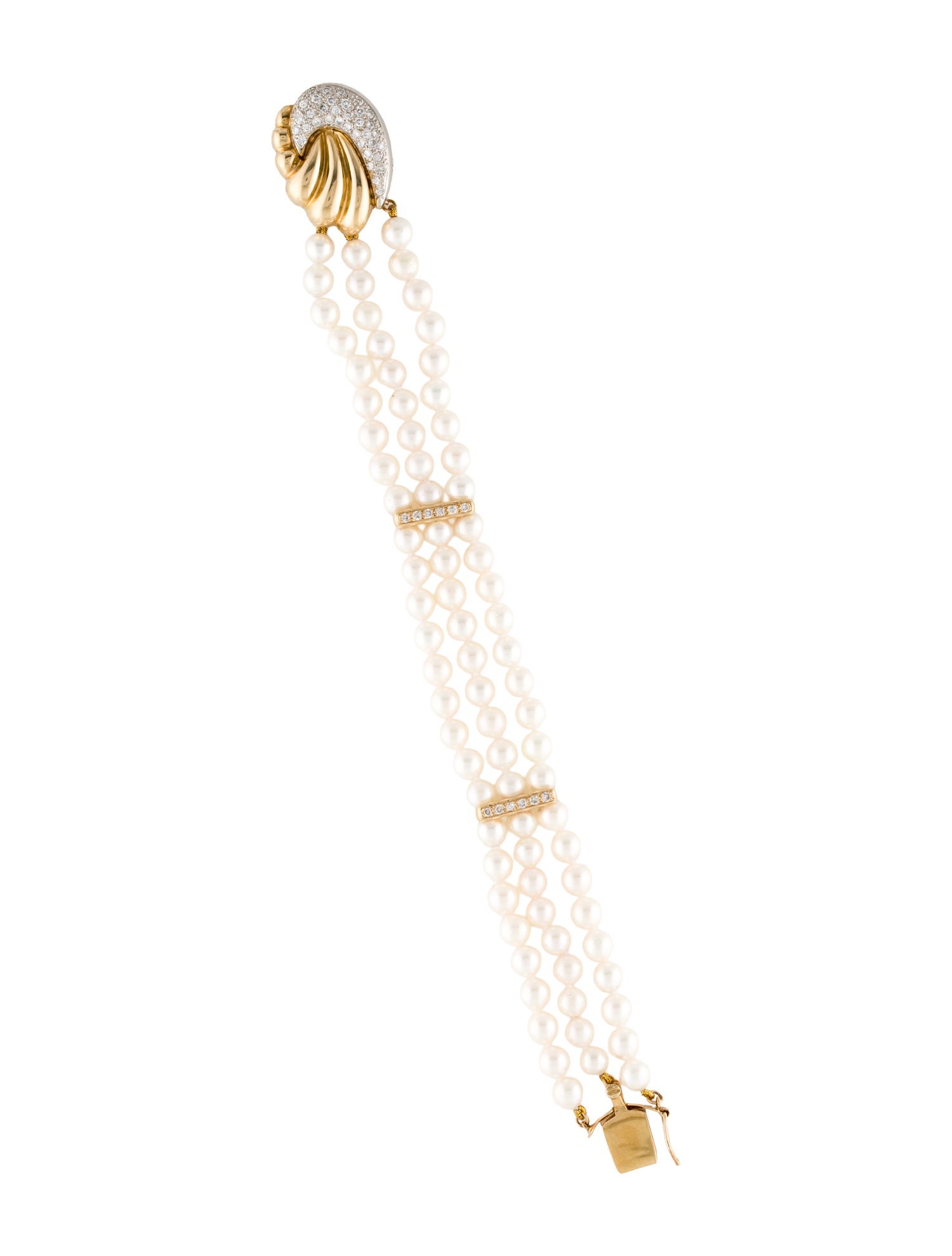 Bracelet 14K Pearl & Diamond Multistrand Bracelet