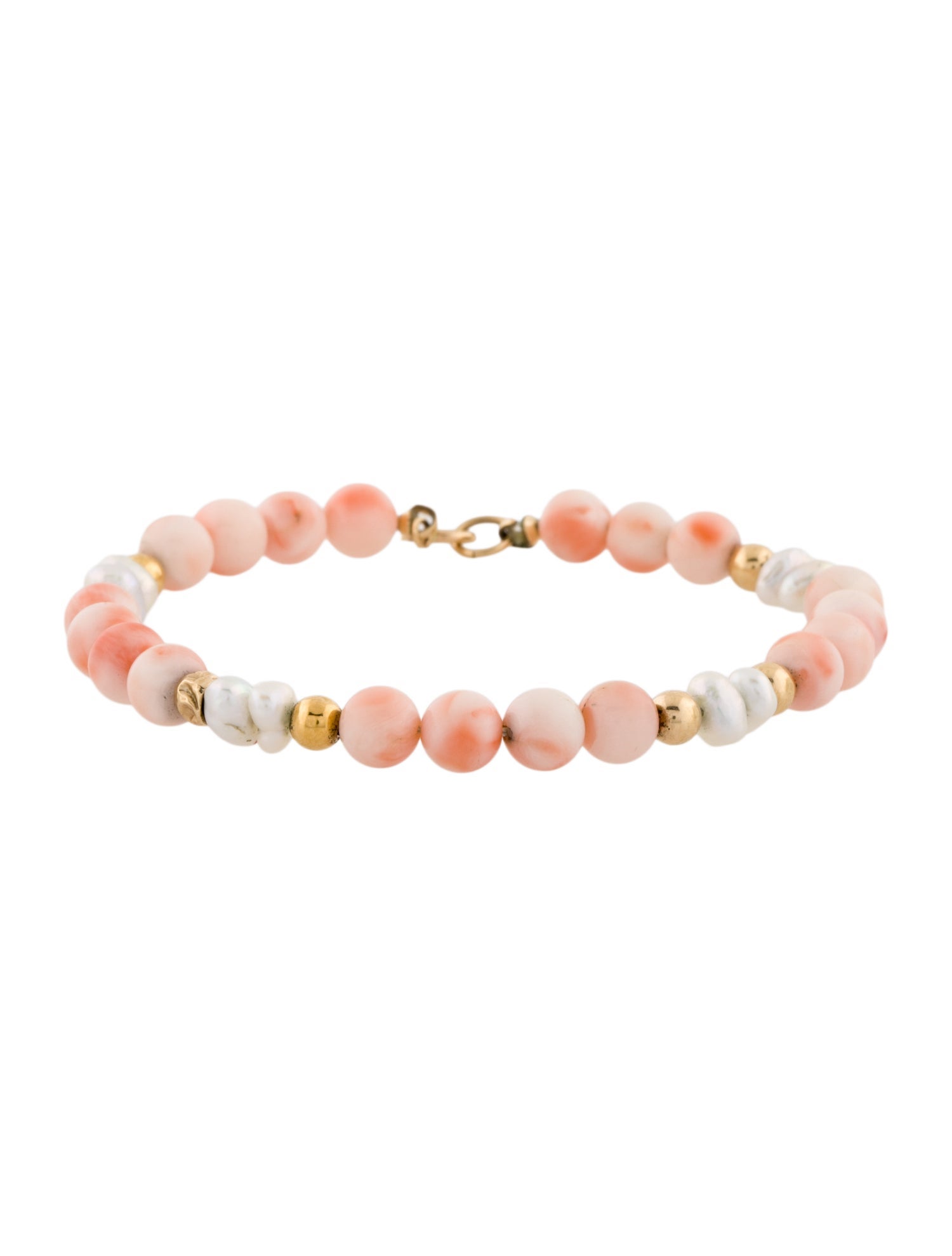 Bracelet 14K Pearl & Coral Bead Strand
