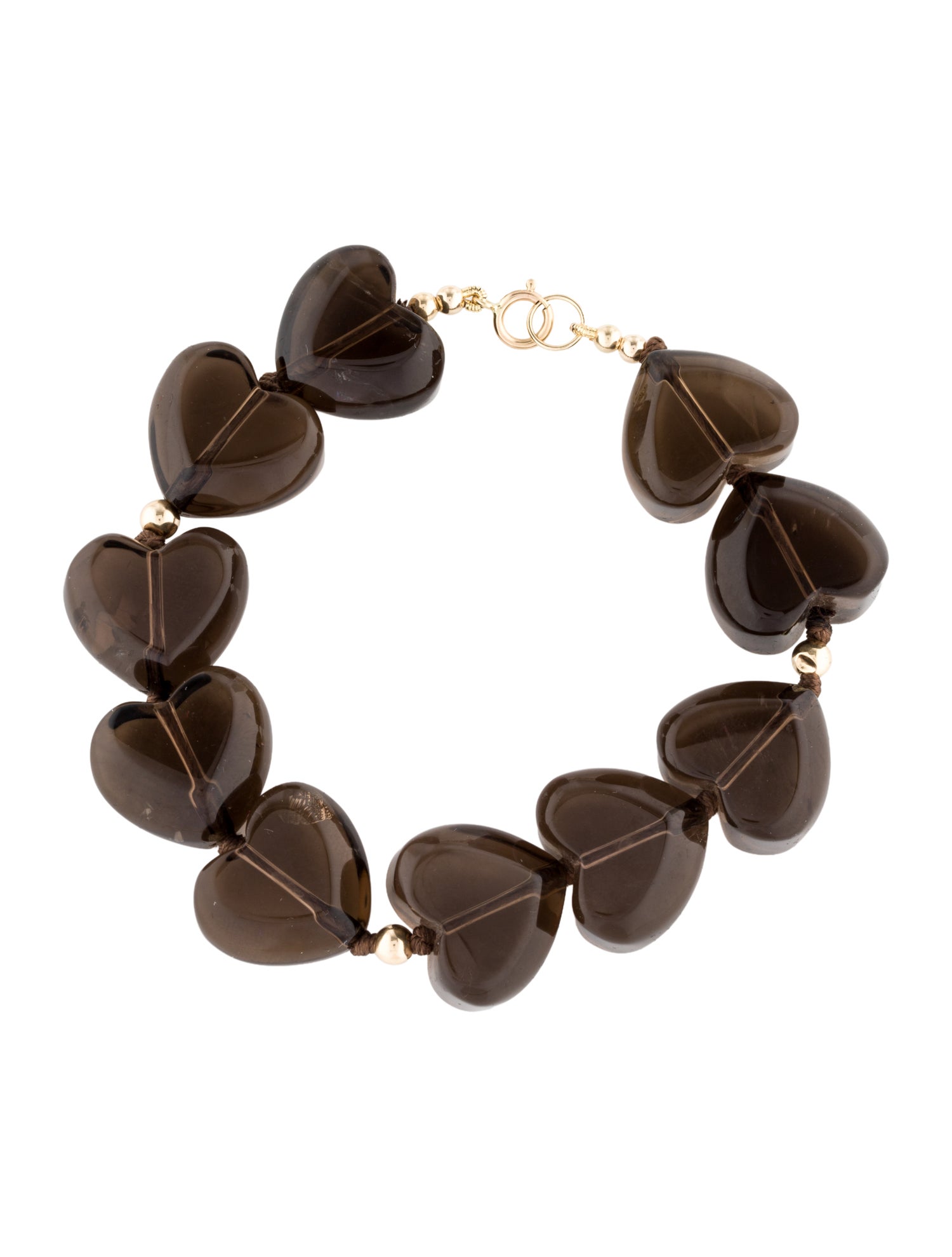 Bracelet 14K Smoky Quartz Heart Beaded Bracelet