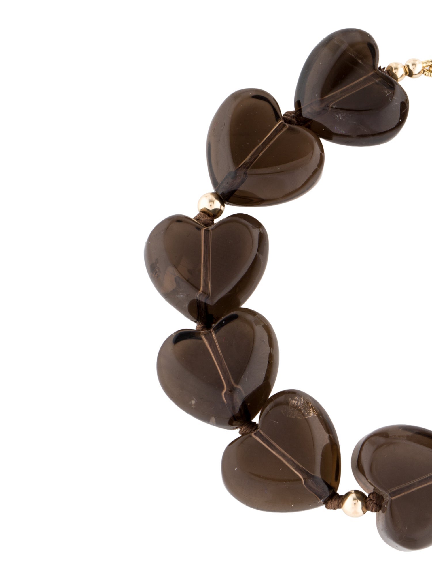 Bracelet 14K Smoky Quartz Heart Beaded Bracelet