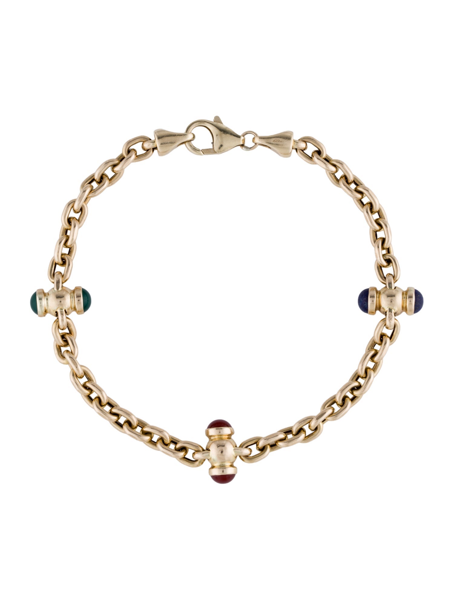 Bracelet 14K Dyed Chalcedony, Lapis Lazuli & Carnelian Station