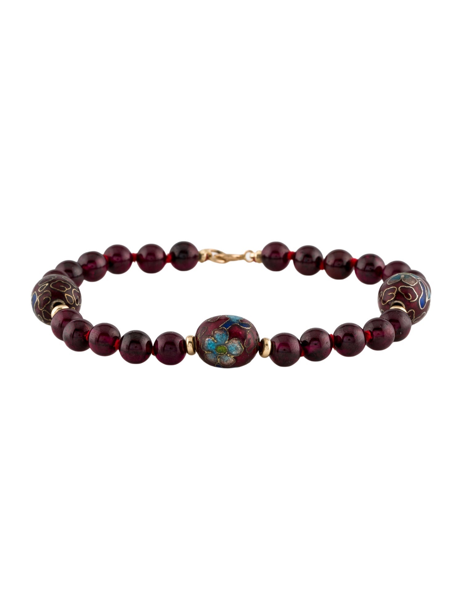 Bracelet 14K Rhodolite & Enamel Bead