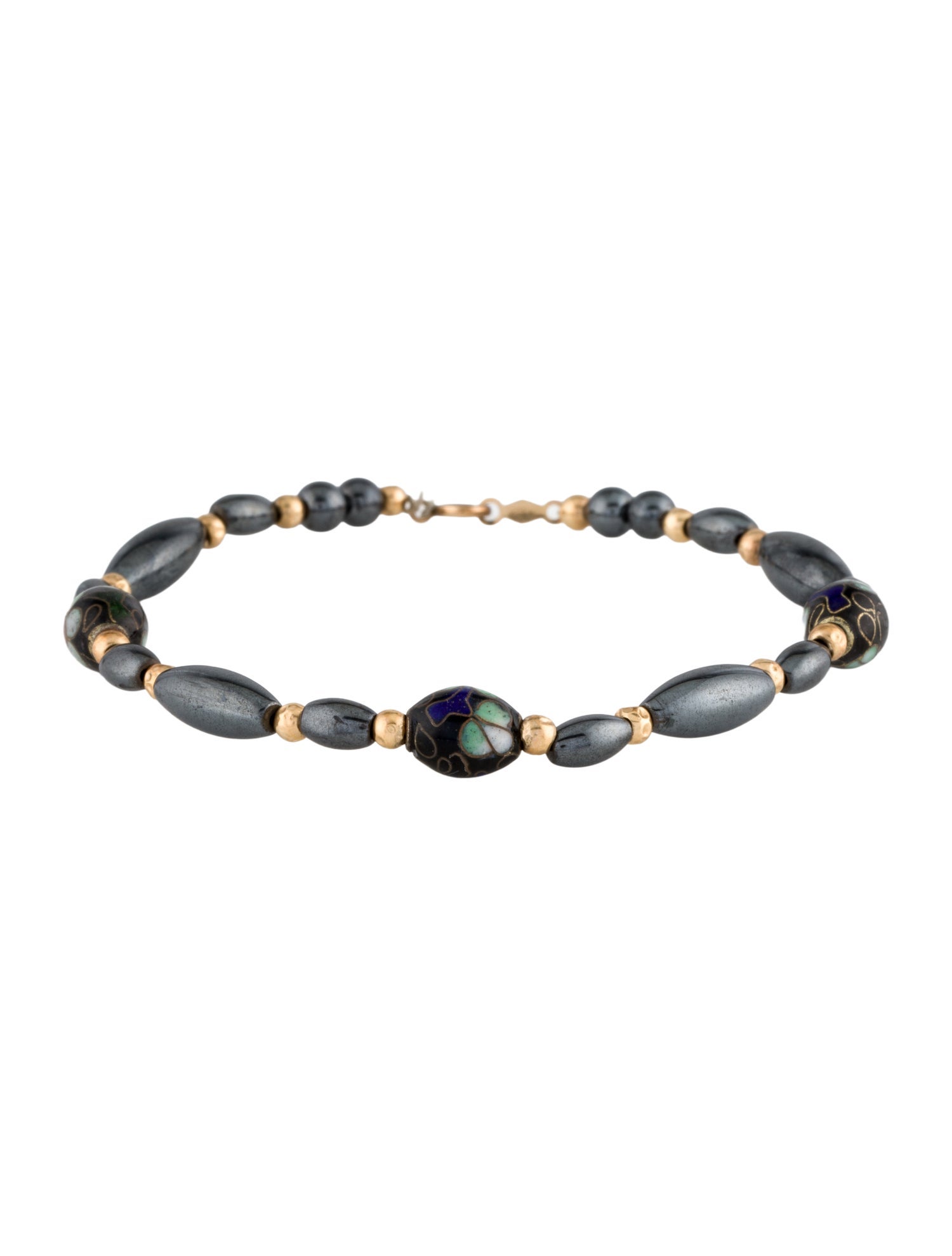 Bracelet 14K Hematine & Enamel Bead