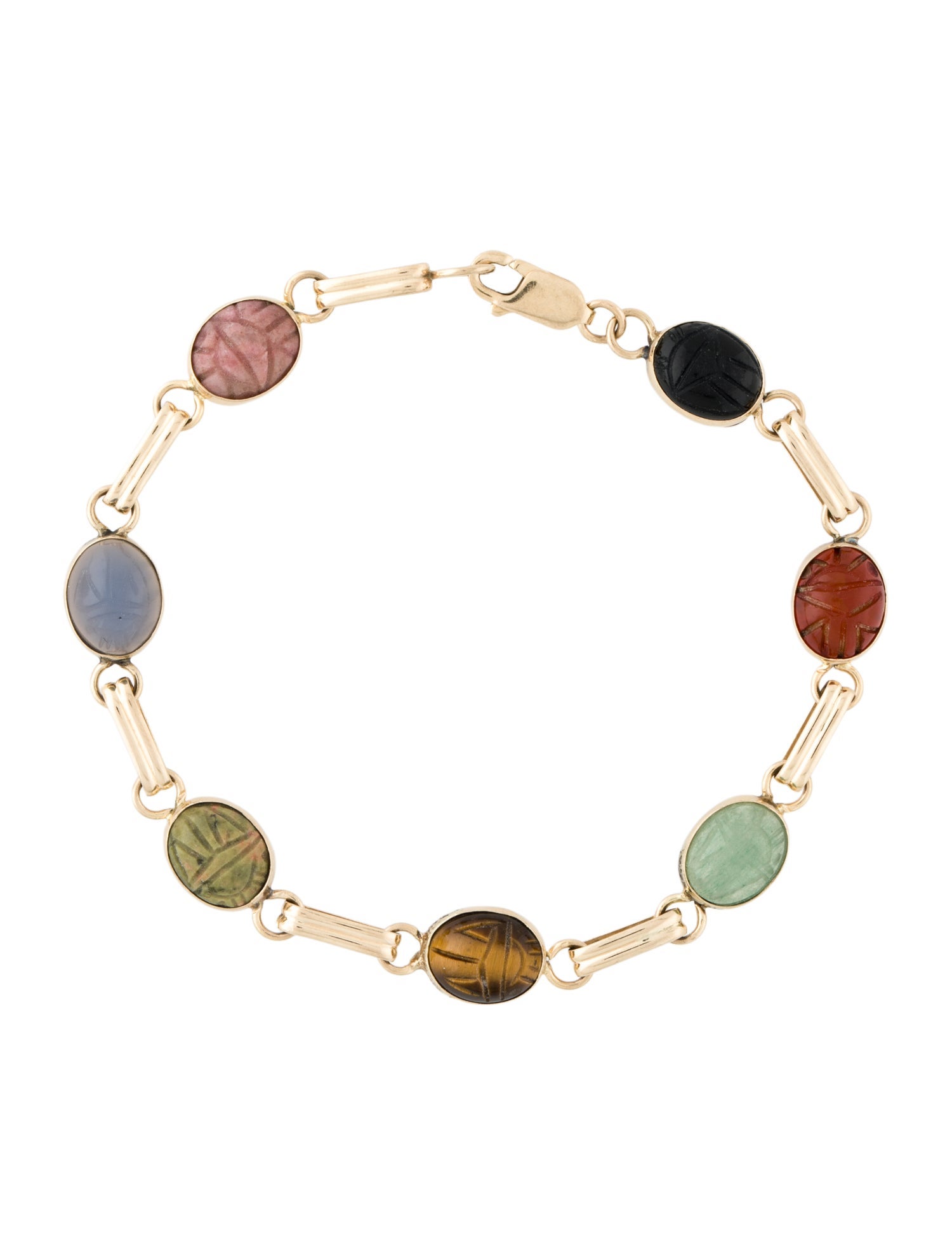 Bracelet 14K Multistone Scarab Link