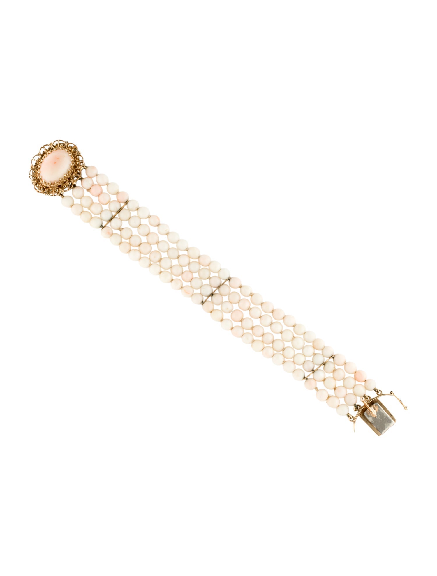 Bracelet 14K Coral Multistrand Beaded