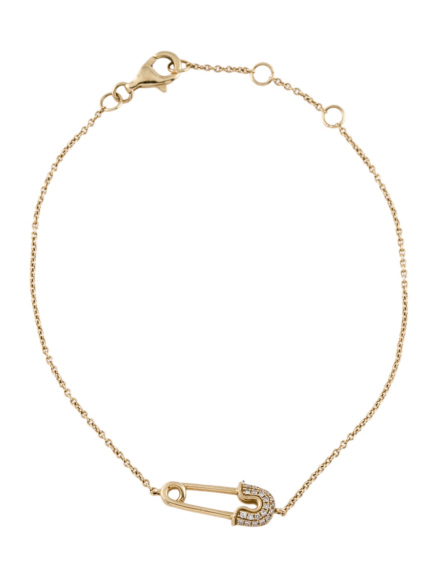 Bracelet 14K Diamond Safety Pin Station