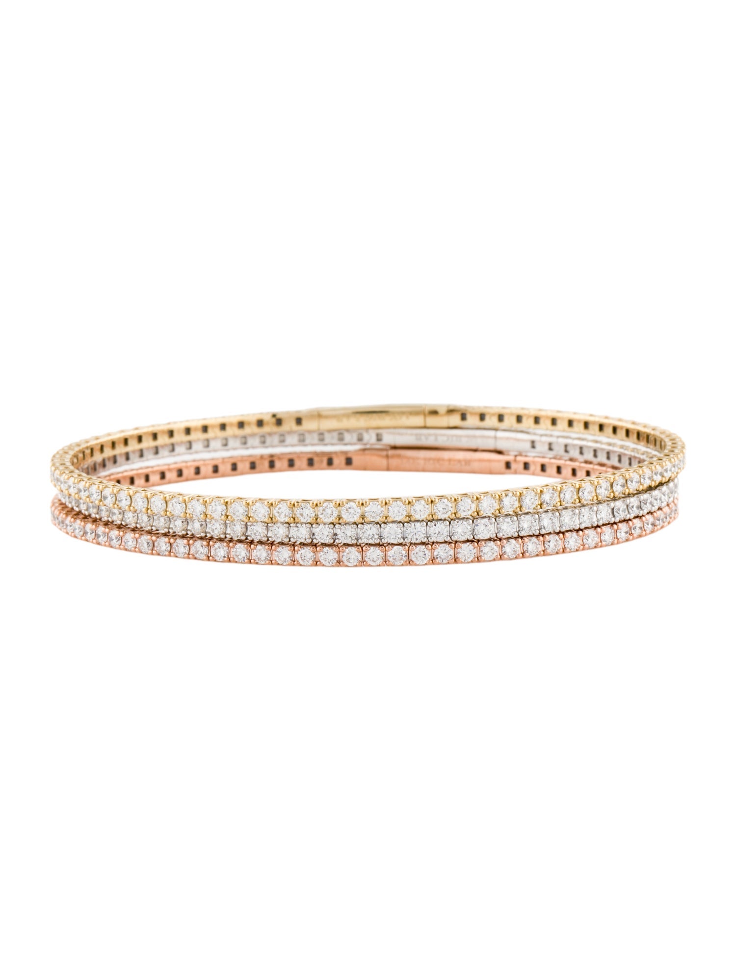 Bracelet 14K Tri-Color 5.52ctw Lab-Grown Diamond Triple Flex Bangle Set