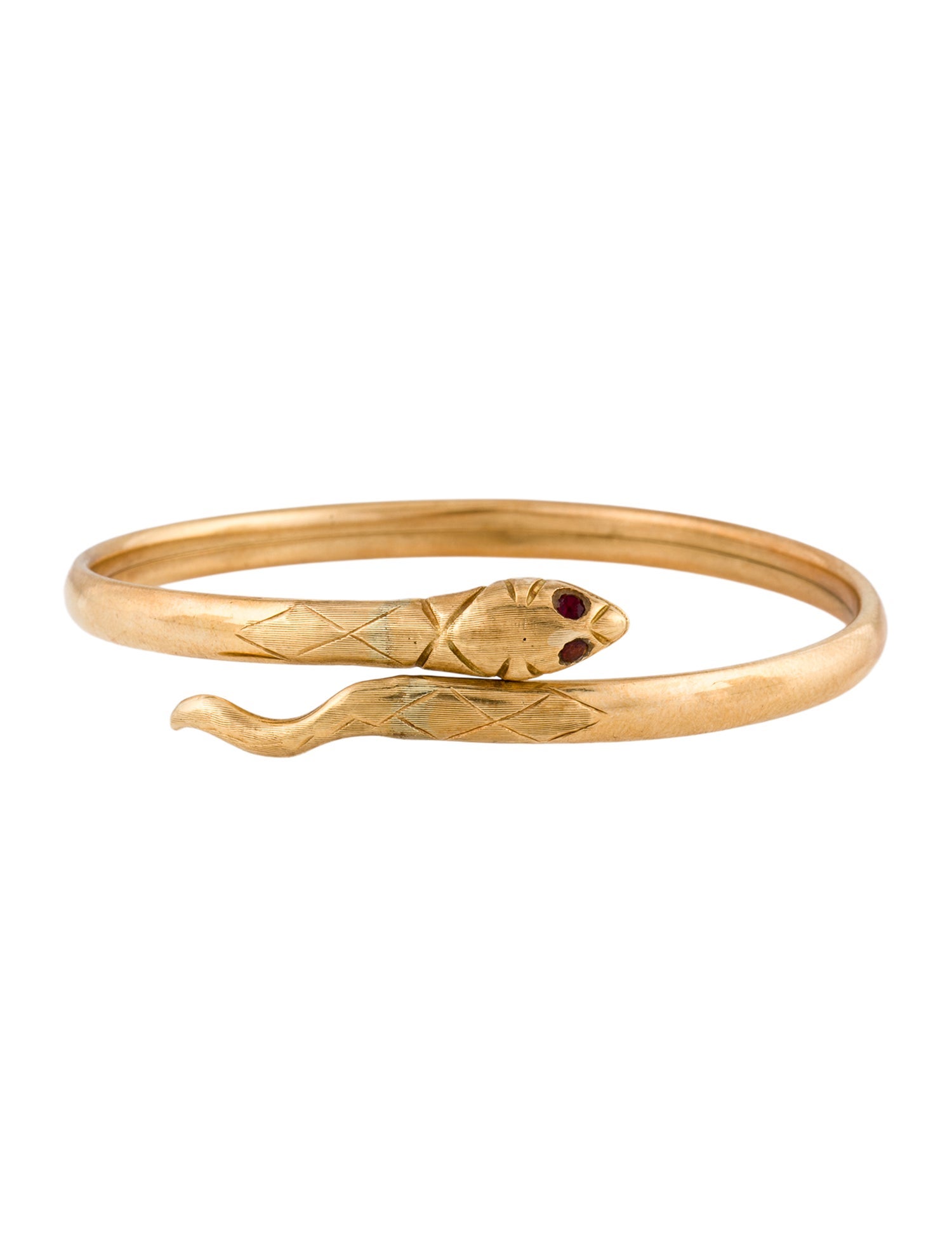 Bracelet 18K Garnet & Glass Snake Bangle