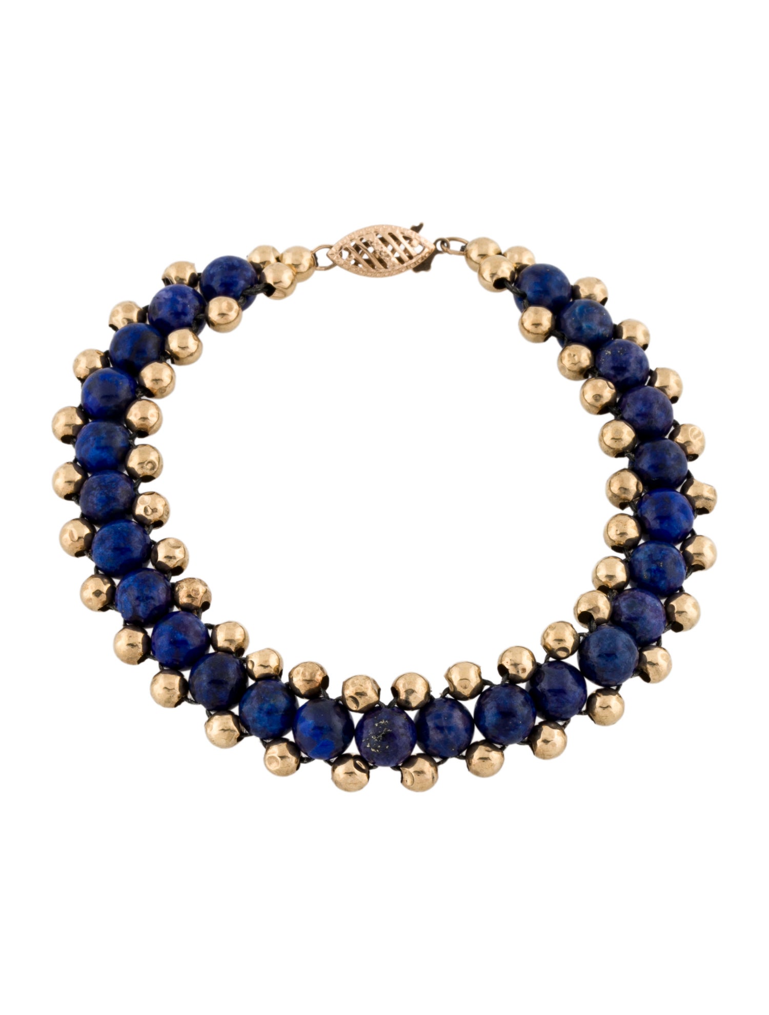 Bracelet 14K Lapis Lazuli Woven Bead