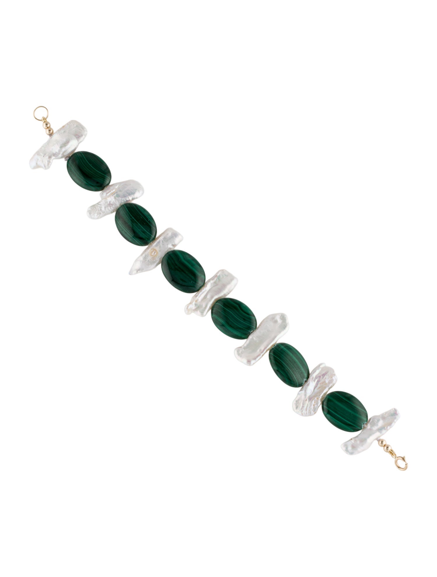 Bracelet 14K Pearl & Malachite Bead