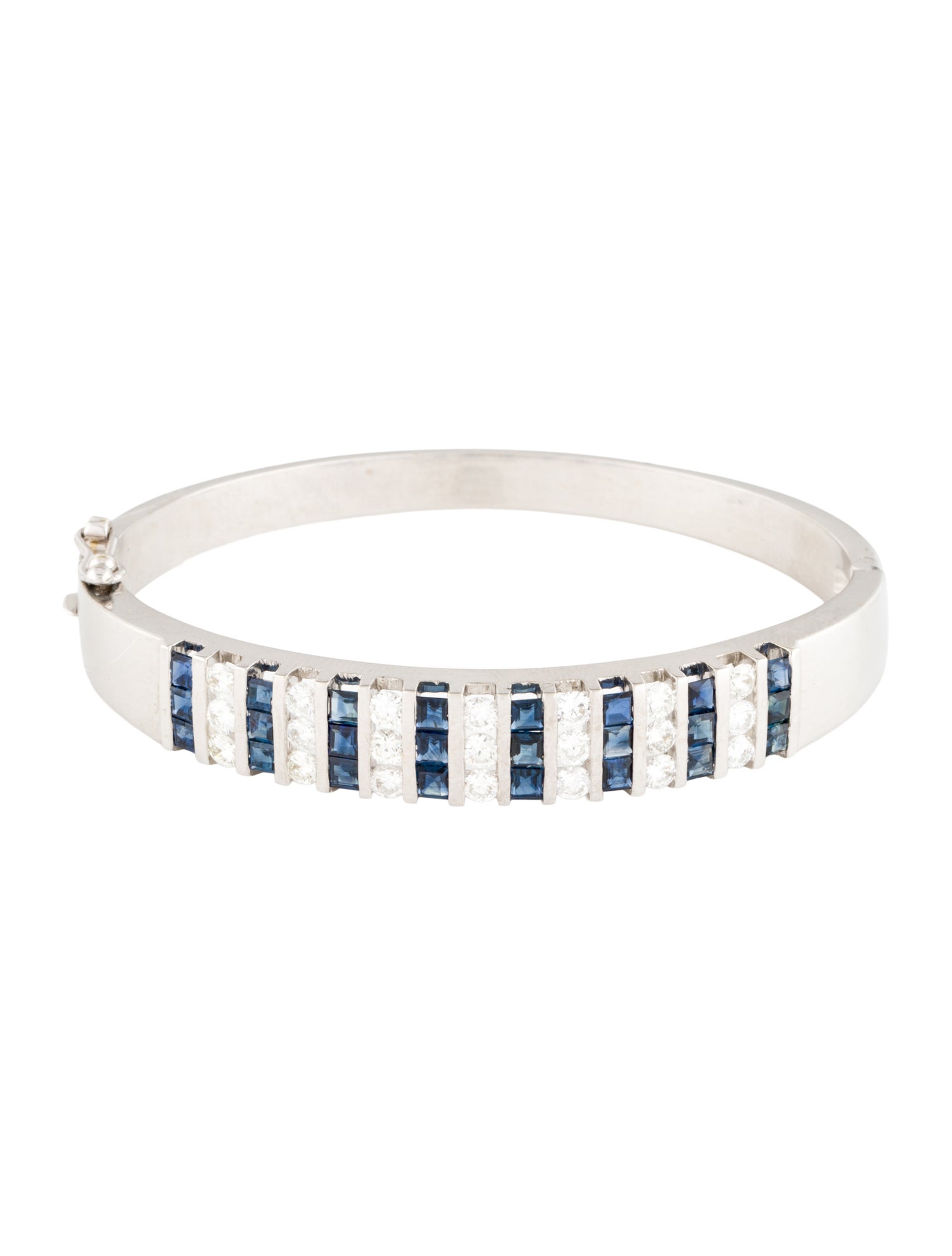 Bracelet 14K 2.71ctw Sapphire & Diamond Hinged Bangle